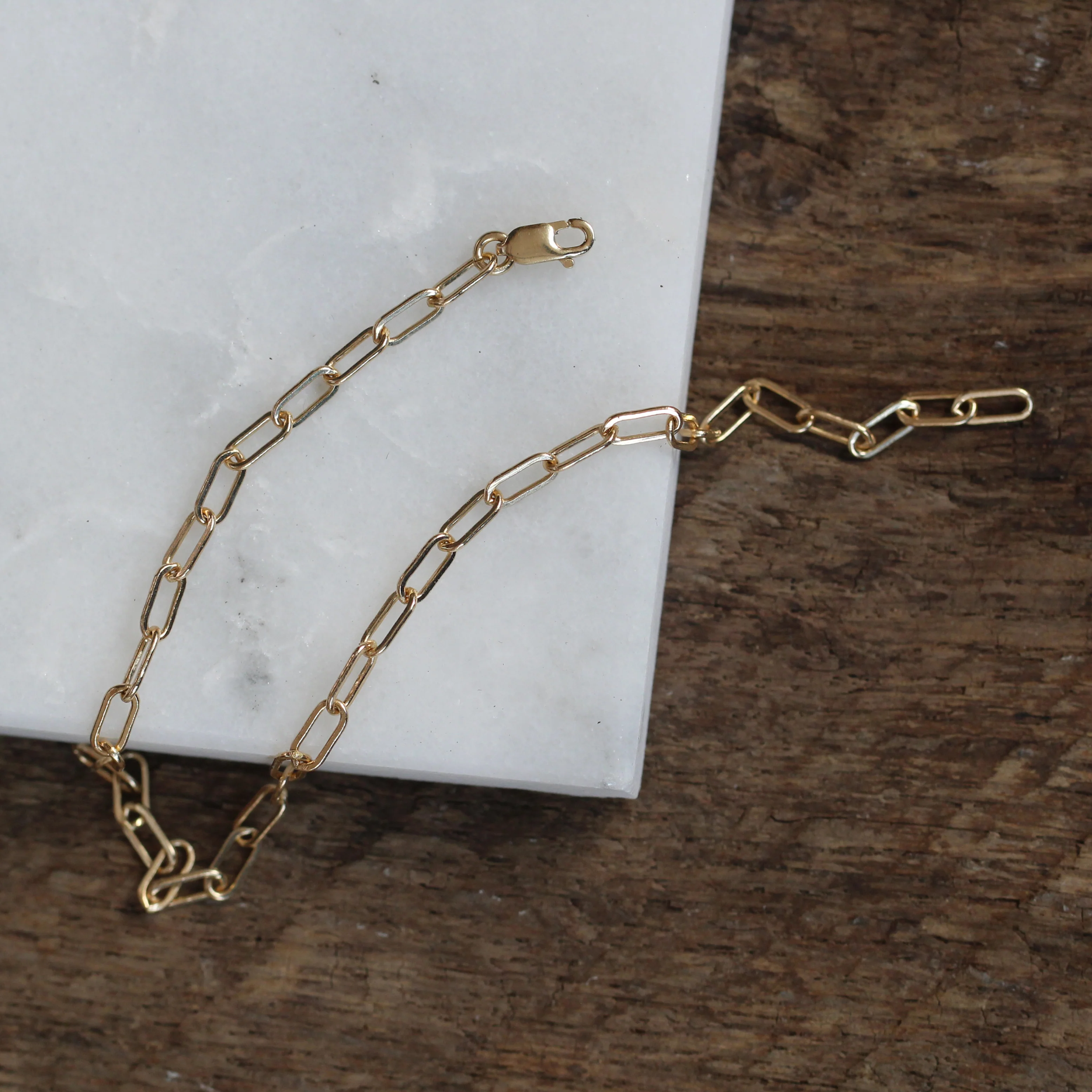 Elongated Chain Gold Bracelet - Made to Order in Your Choice of 14k Gold - Image 8
