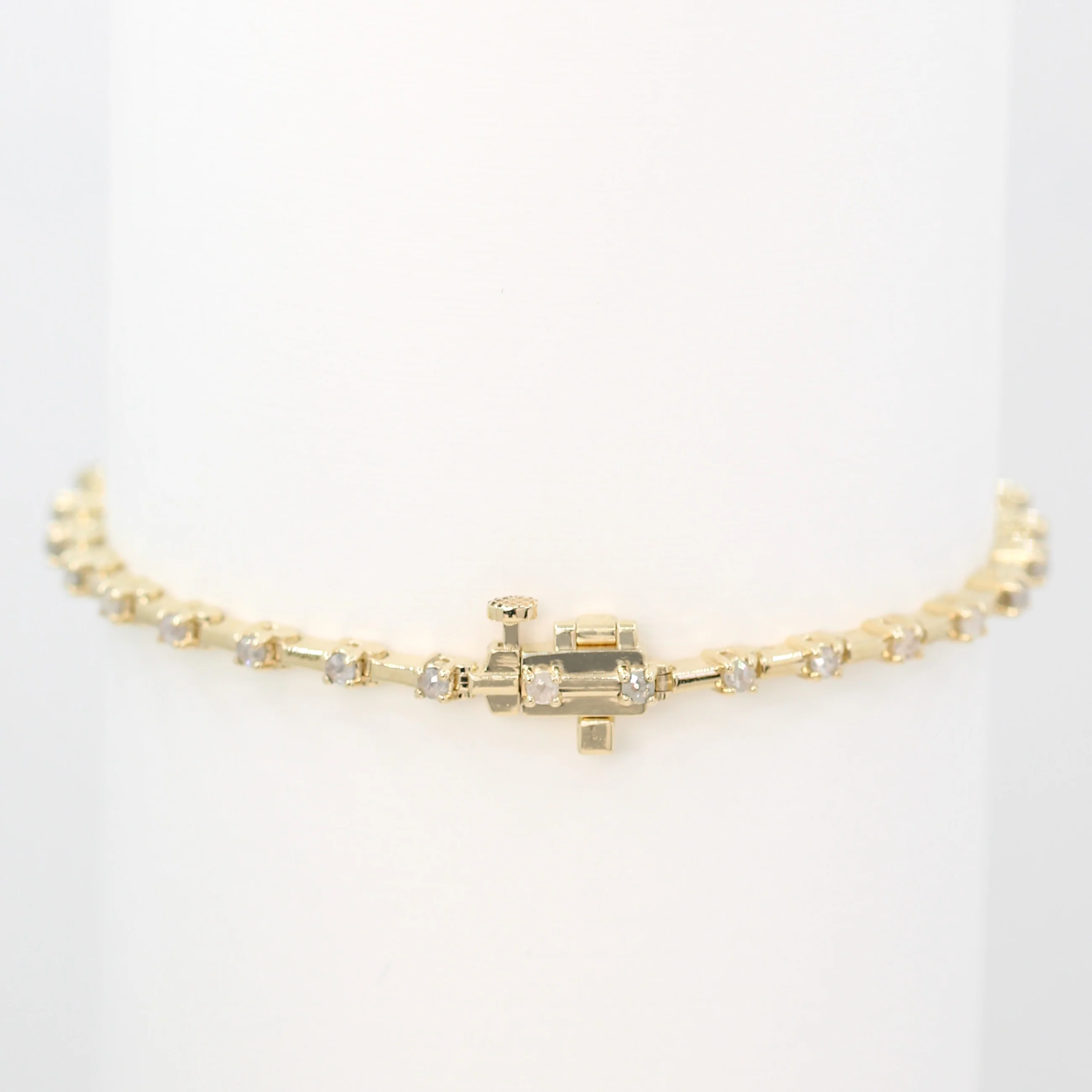 Modern Bar Link Bracelet with Rose Cut Diamonds in 14k Yellow Gold - Ready to Ship - Image 5