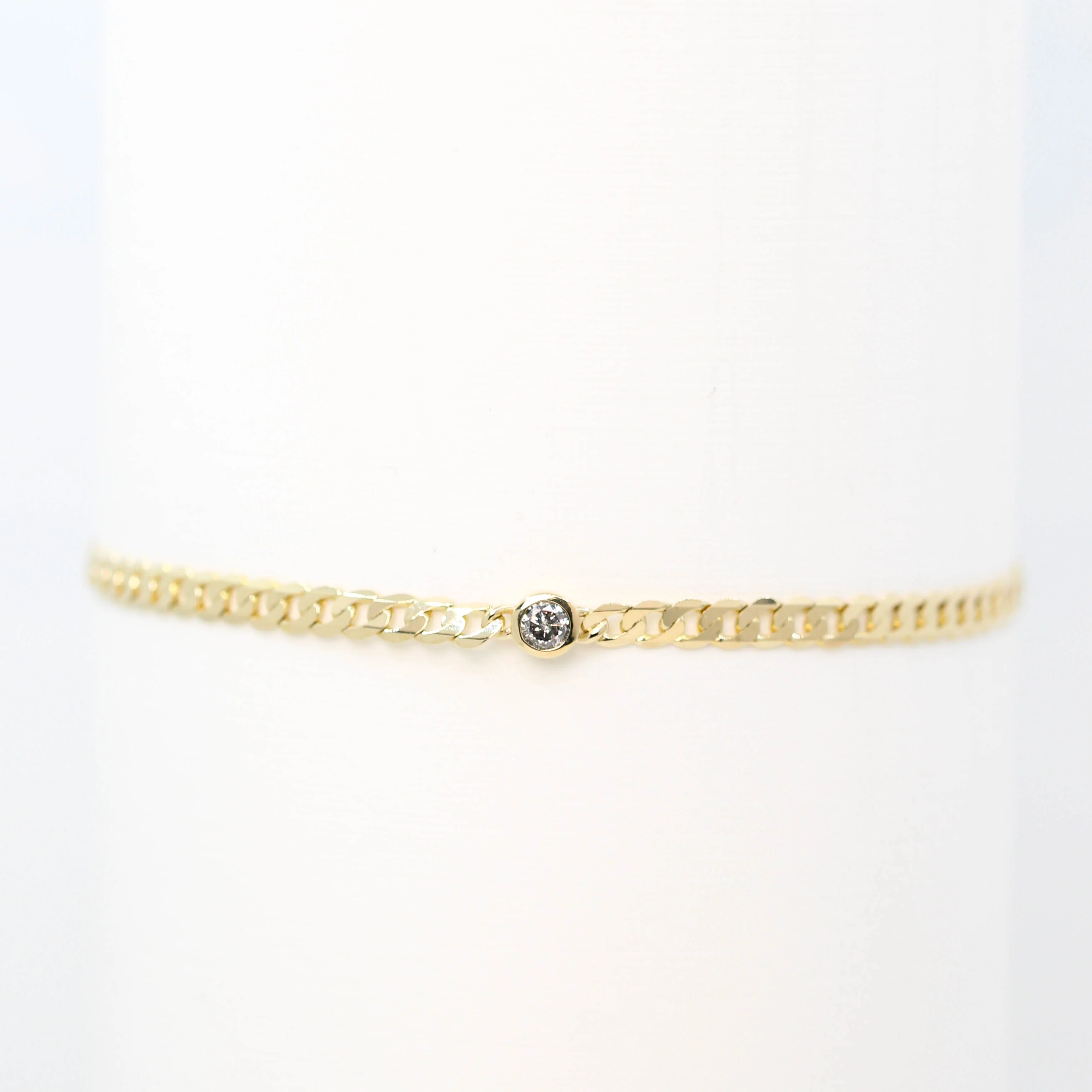Bezel Set Salt and Pepper Diamond Curb Chain Bracelet - Made to Order, Your Choice of 14k Gold - Image 3