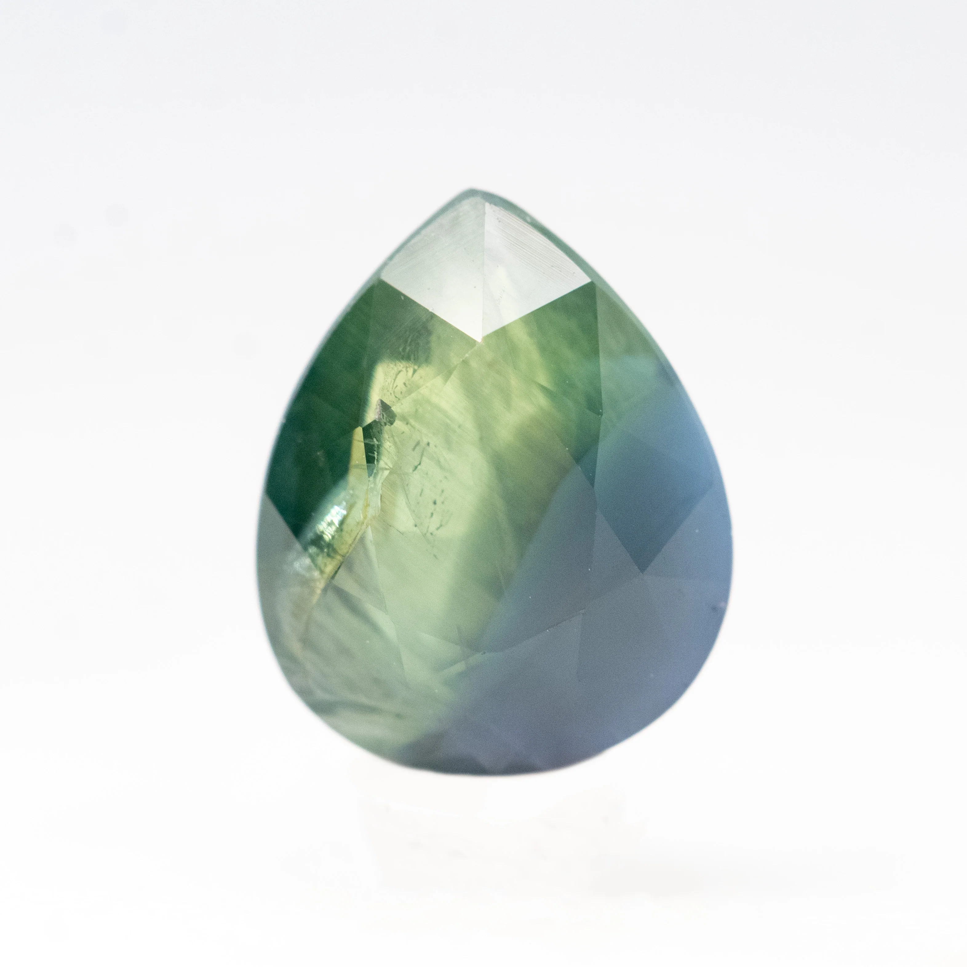 2.01 Carat Bicolor Blue and Green Pear Sapphire for Custom Work - Inventory Code BTPS201