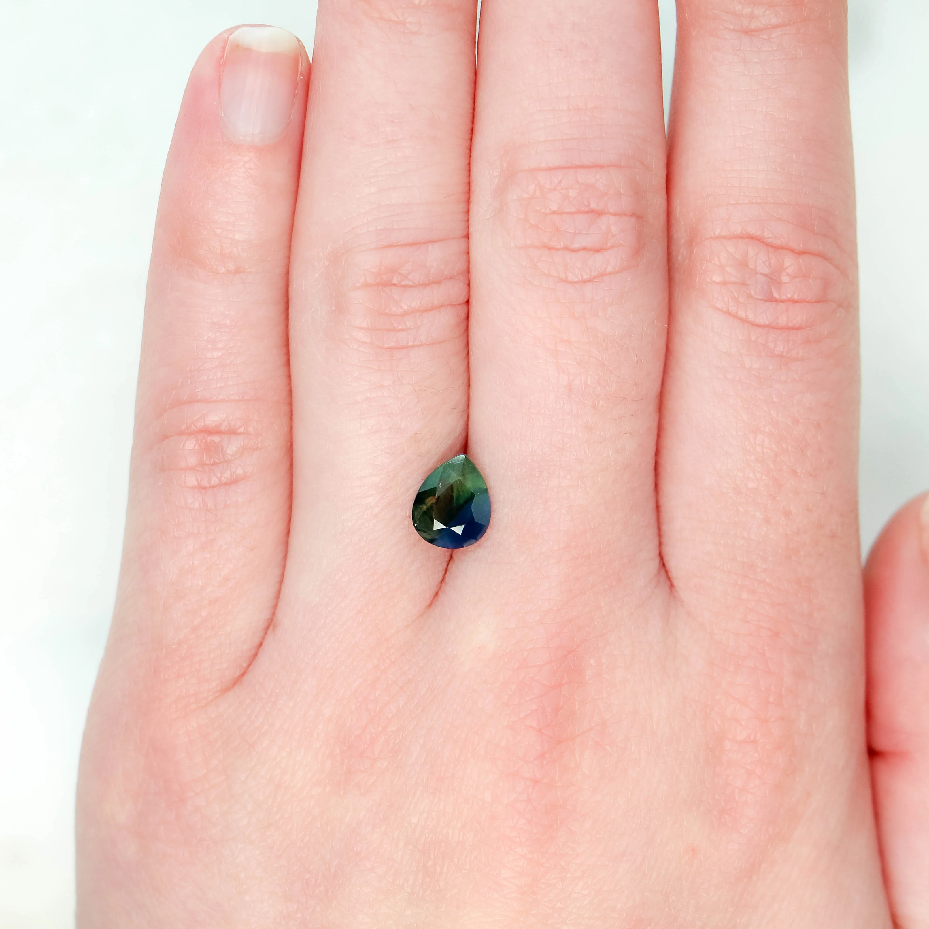 2.01 Carat Bicolor Blue and Green Pear Sapphire for Custom Work - Inventory Code BTPS201 - Image 2