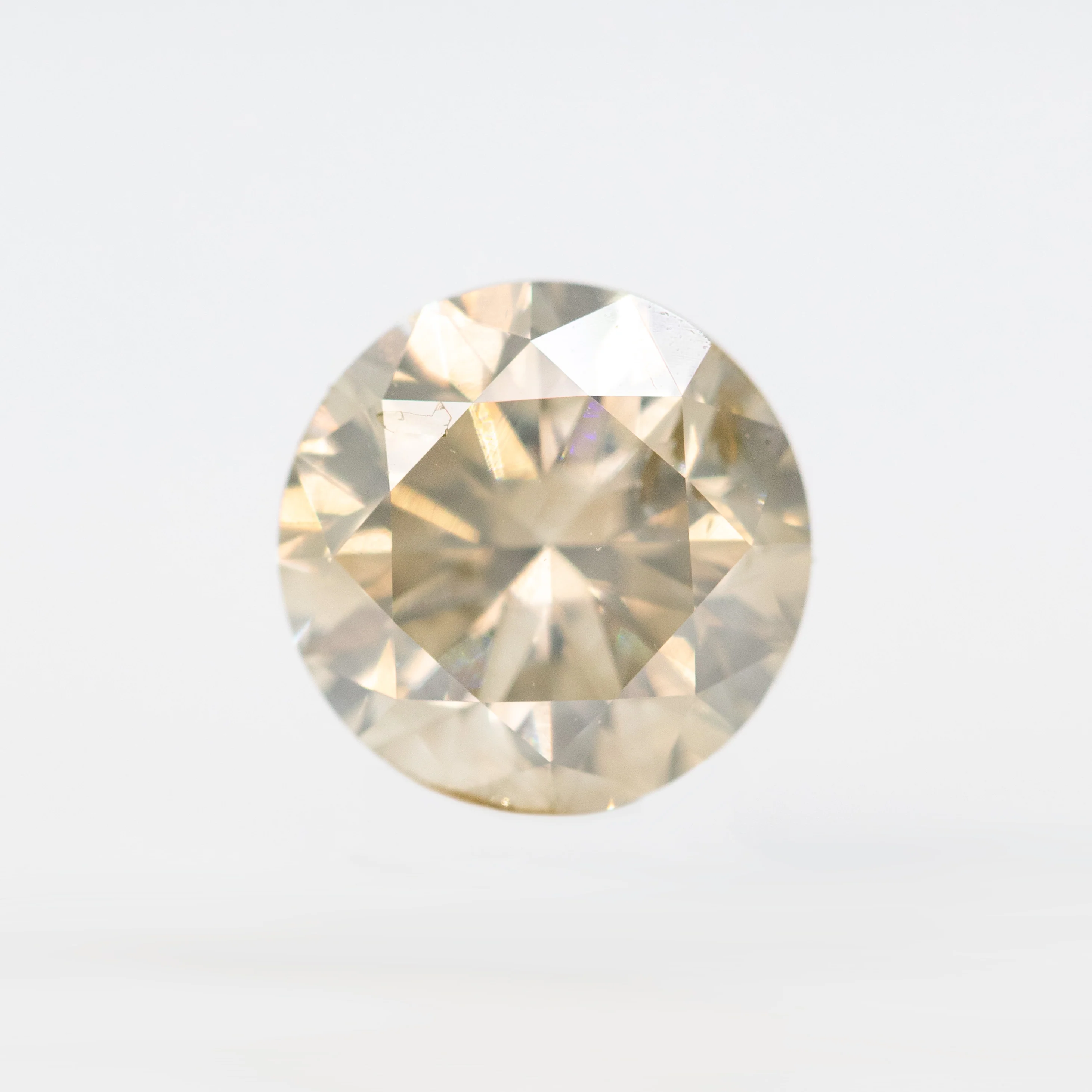 2.01 Carat Round Light Gray Champagne Salt and Pepper Diamond for Custom Work - Inventory Code CCR201