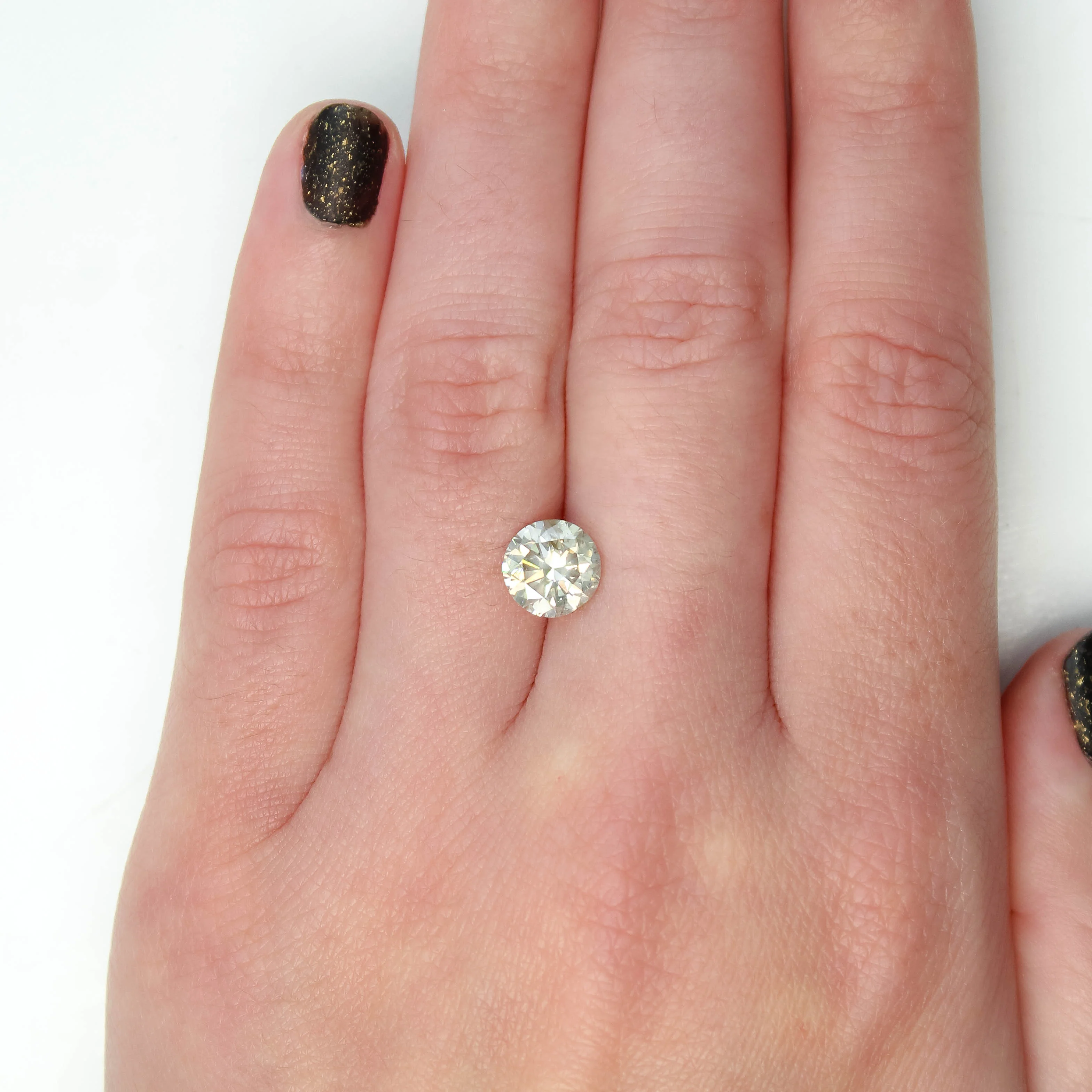 2.01 Carat Round Light Gray Champagne Salt and Pepper Diamond for Custom Work - Inventory Code CCR201 - Image 2