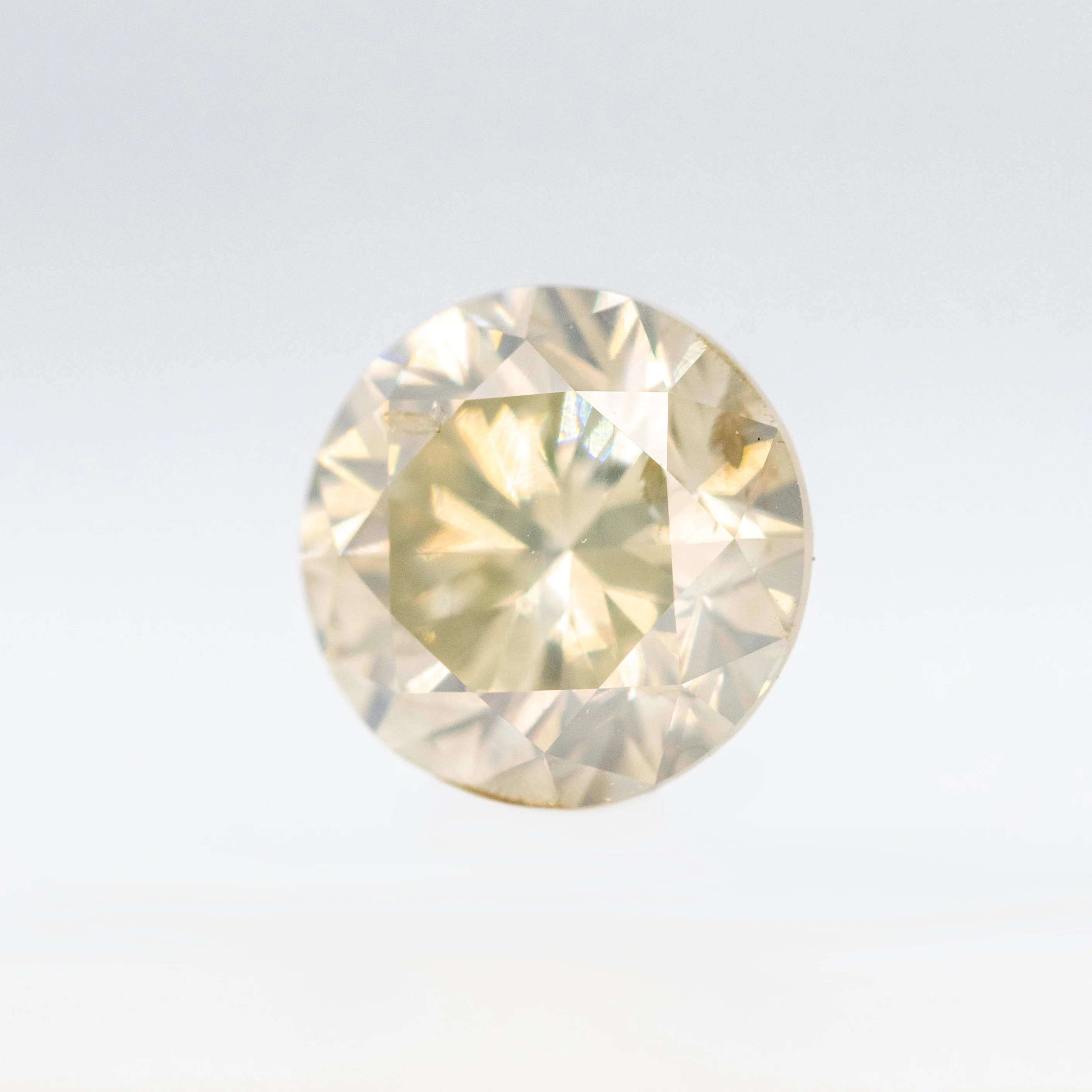 2.01 Carat Round Light Gray Champagne Salt and Pepper Diamond for Custom Work - Inventory Code CCR201 - Image 3
