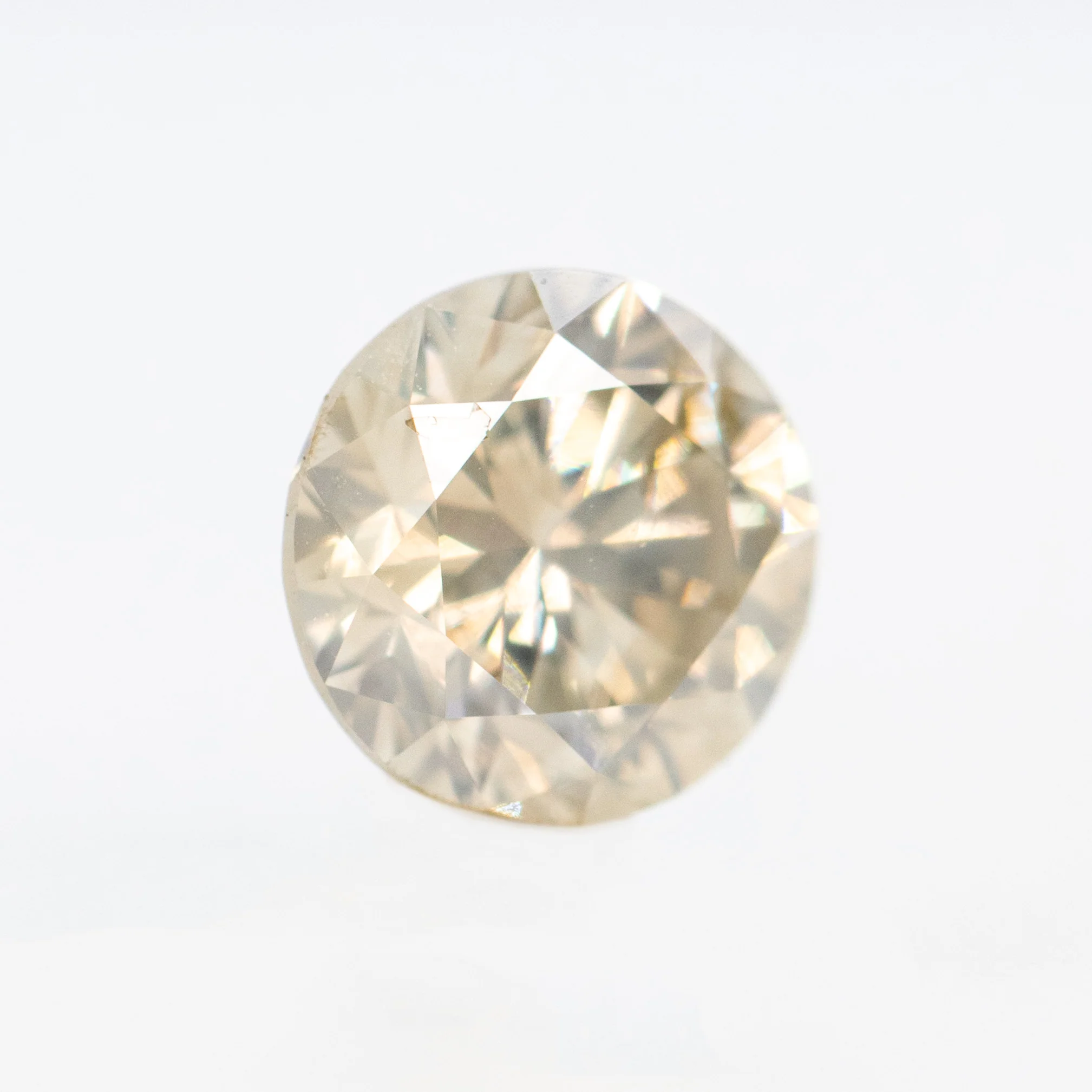 2.01 Carat Round Light Gray Champagne Salt and Pepper Diamond for Custom Work - Inventory Code CCR201 - Image 4