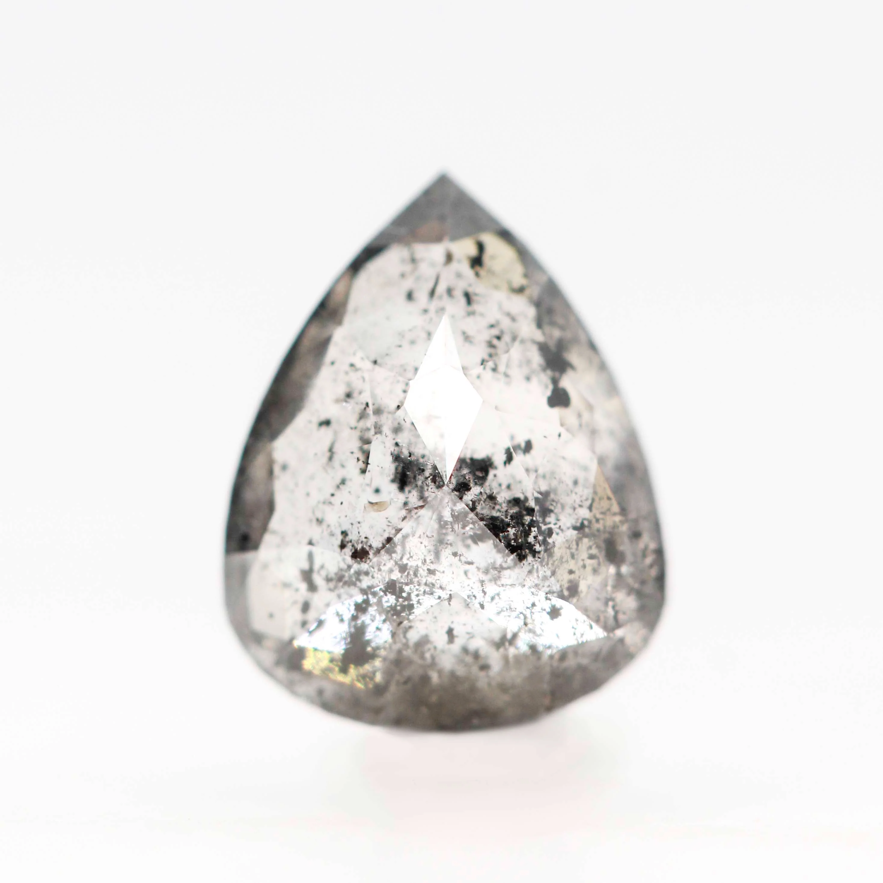 2.03 Carat Dark and Clear Salt and Pepper Pear Diamond for Custom Work - Inventory Code DCP203