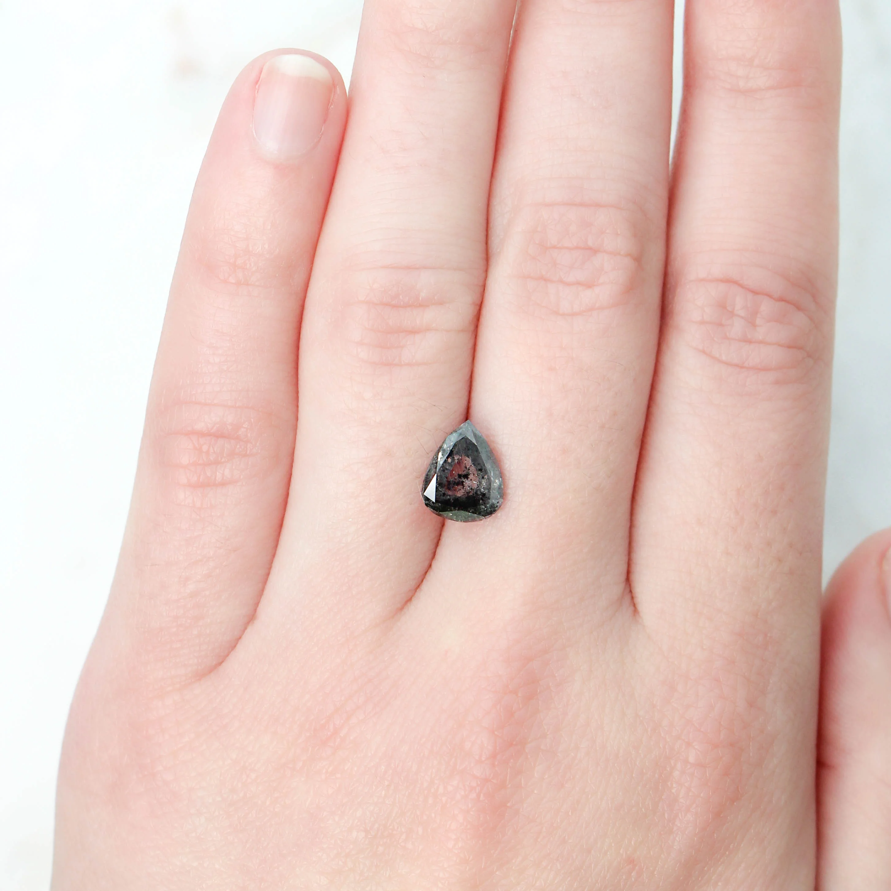 2.03 Carat Dark and Clear Salt and Pepper Pear Diamond for Custom Work - Inventory Code DCP203 - Image 10