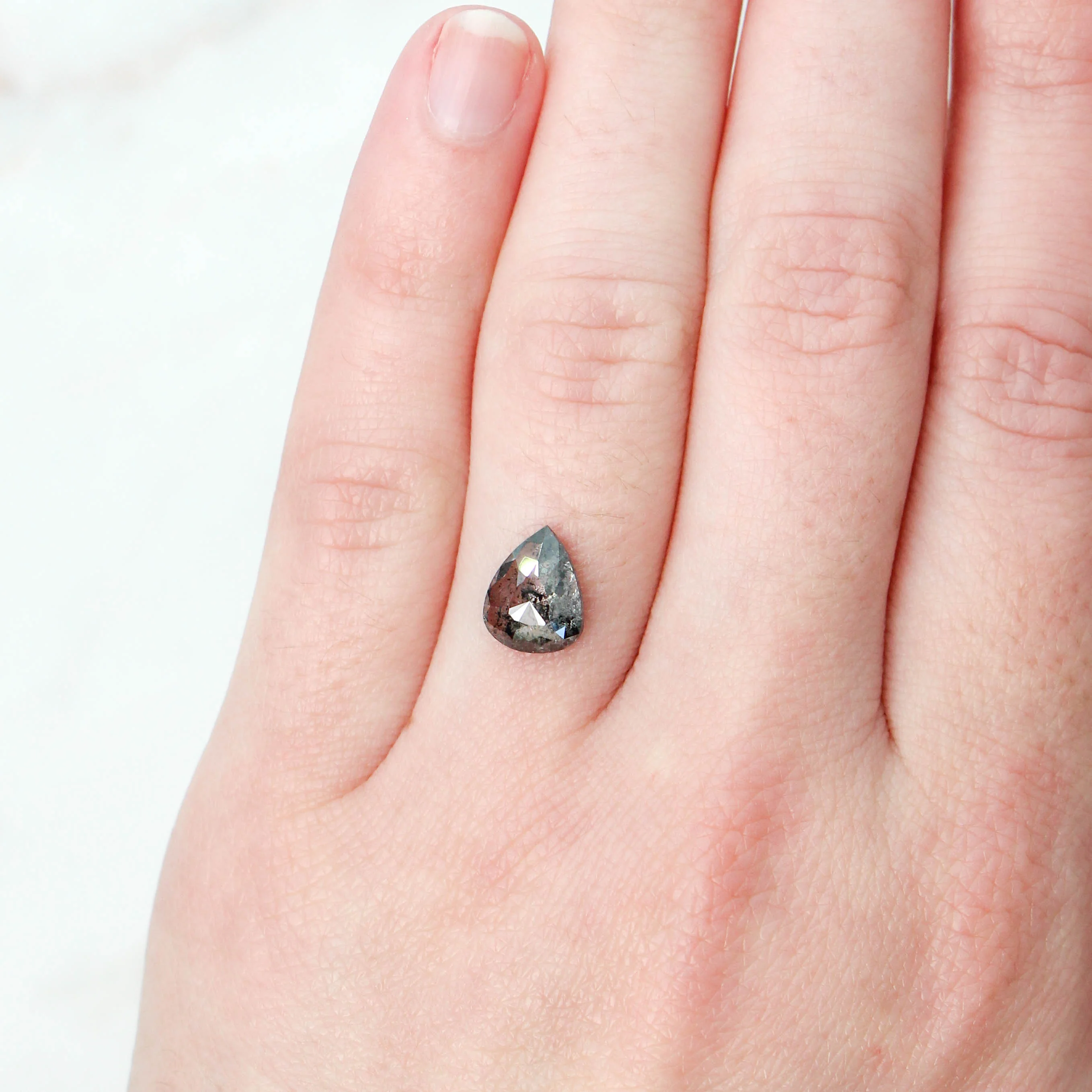2.03 Carat Dark and Clear Salt and Pepper Pear Diamond for Custom Work - Inventory Code DCP203 - Image 2
