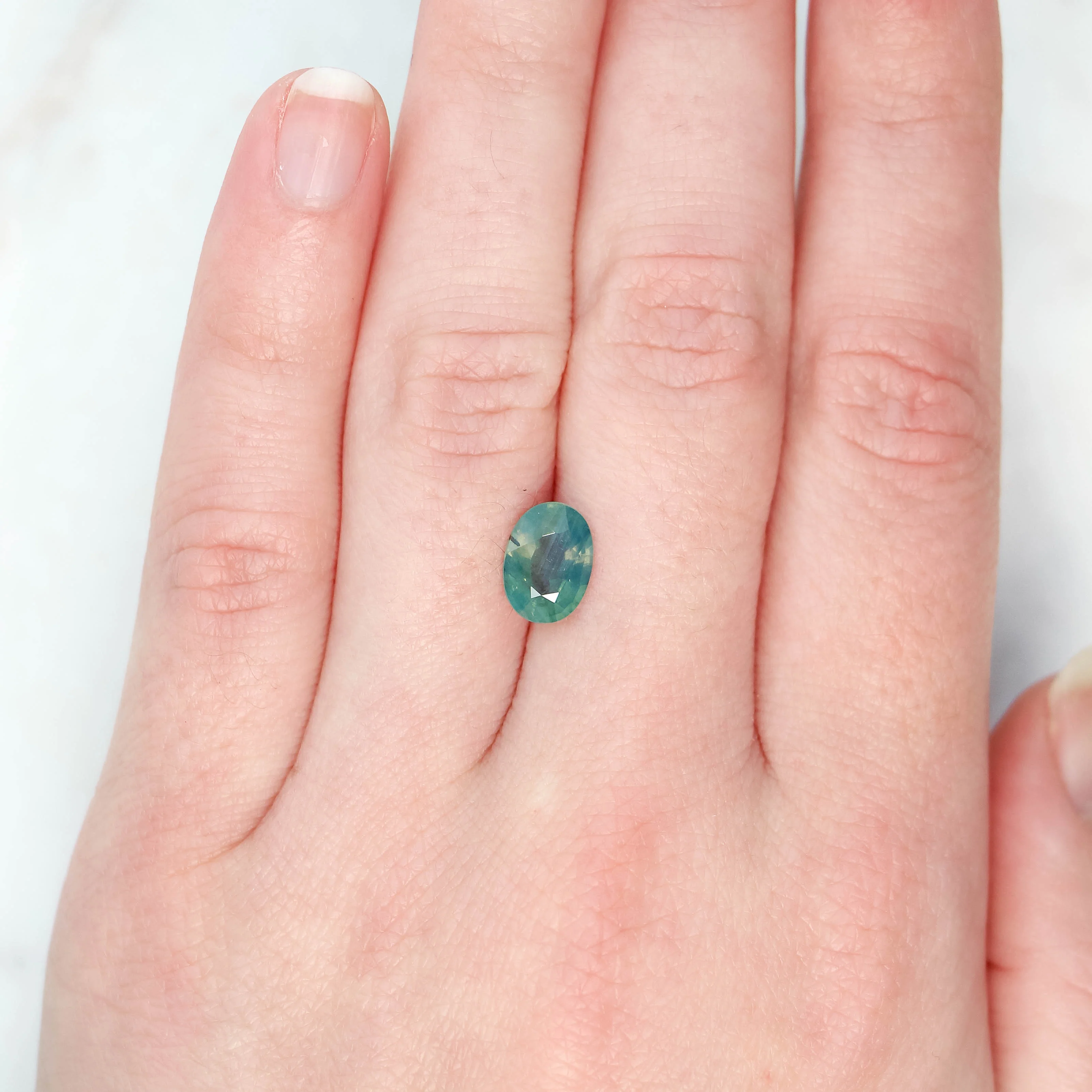 2.04 Carat Light Teal Oval Sapphire for Custom Work - Inventory Code LTOS204 - Image 2