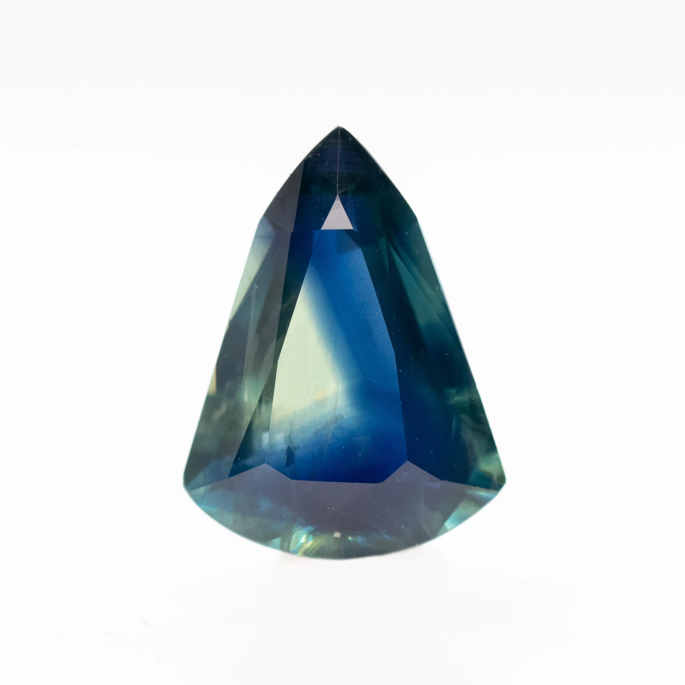 2.05 Carat Bicolor Teal Shield Sapphire for Custom Work - Inventory Code BTSS205