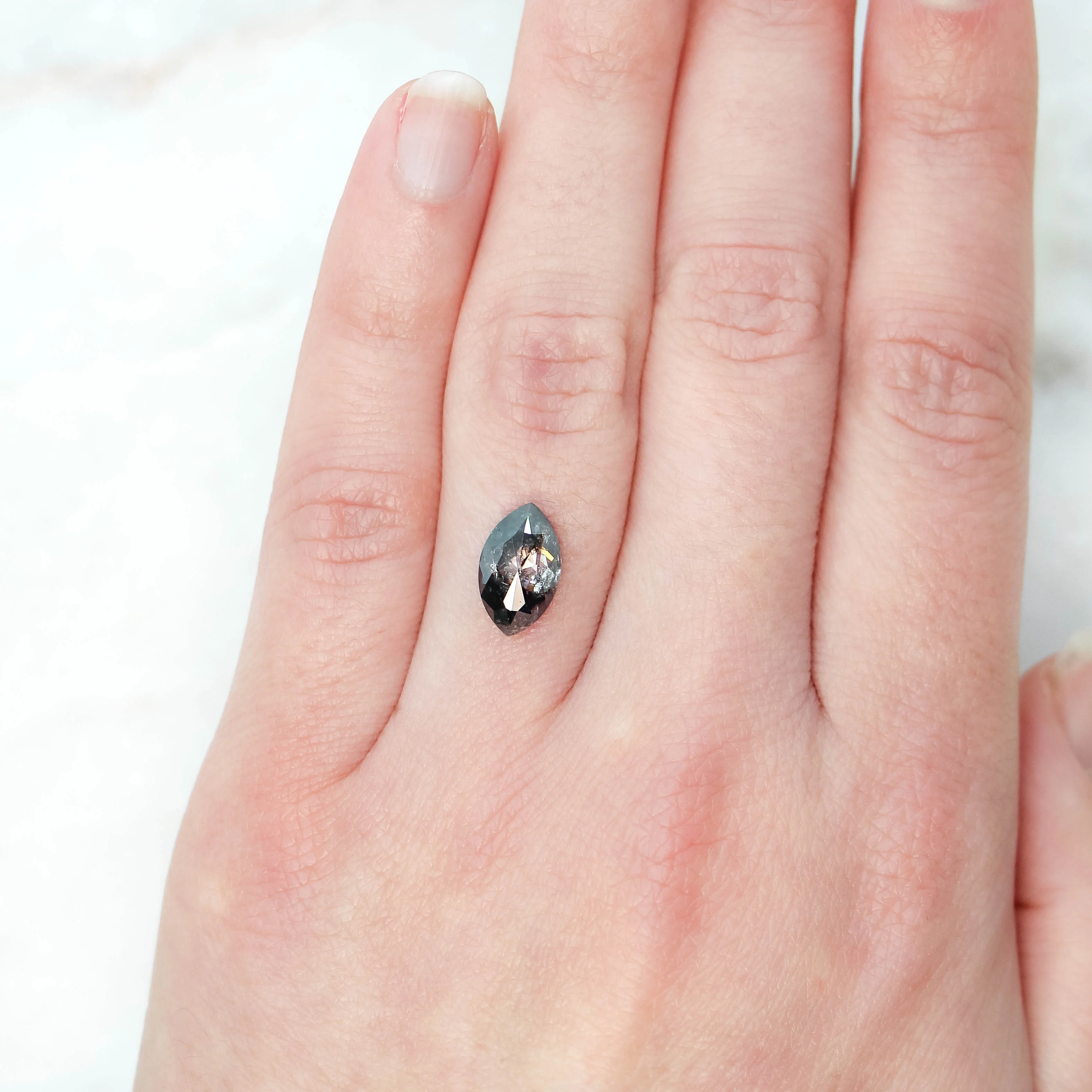 2.07 Carat Dark and Clear Marquise Salt and Pepper Diamond for Custom Work - Inventory Code DCM207 - Image 3