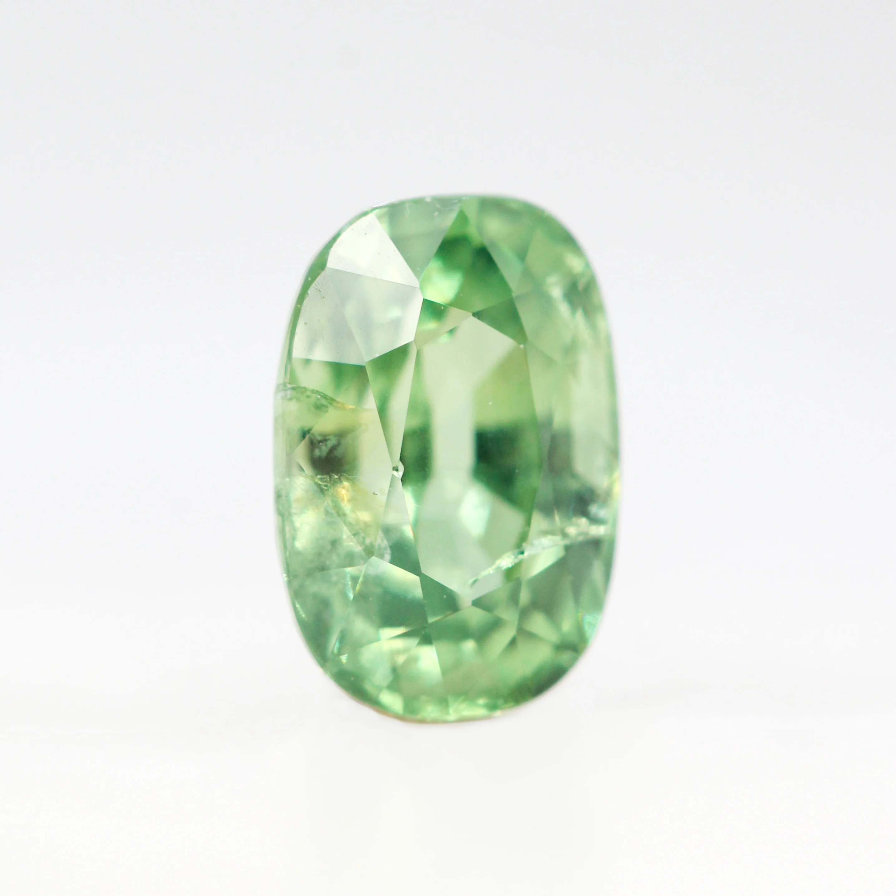 2.12 Carat Light Green Elongated Cushion Cut Sapphire for Custom Work - Inventory Code GECS212 - Image 4