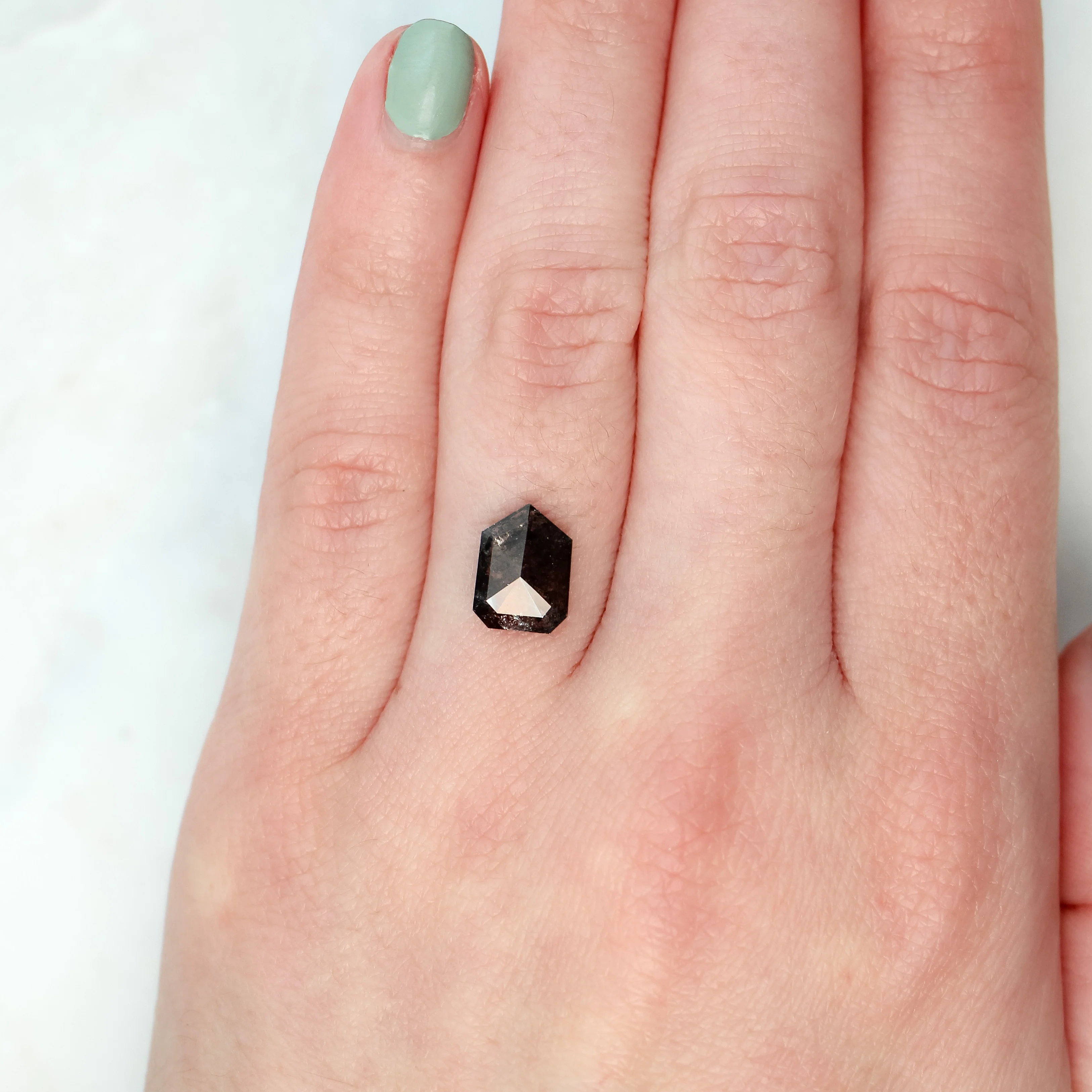 2.18 Carat Black Shield Cut Salt and Pepper Diamond for Custom Work - Inventory Code DSS218 - Image 2
