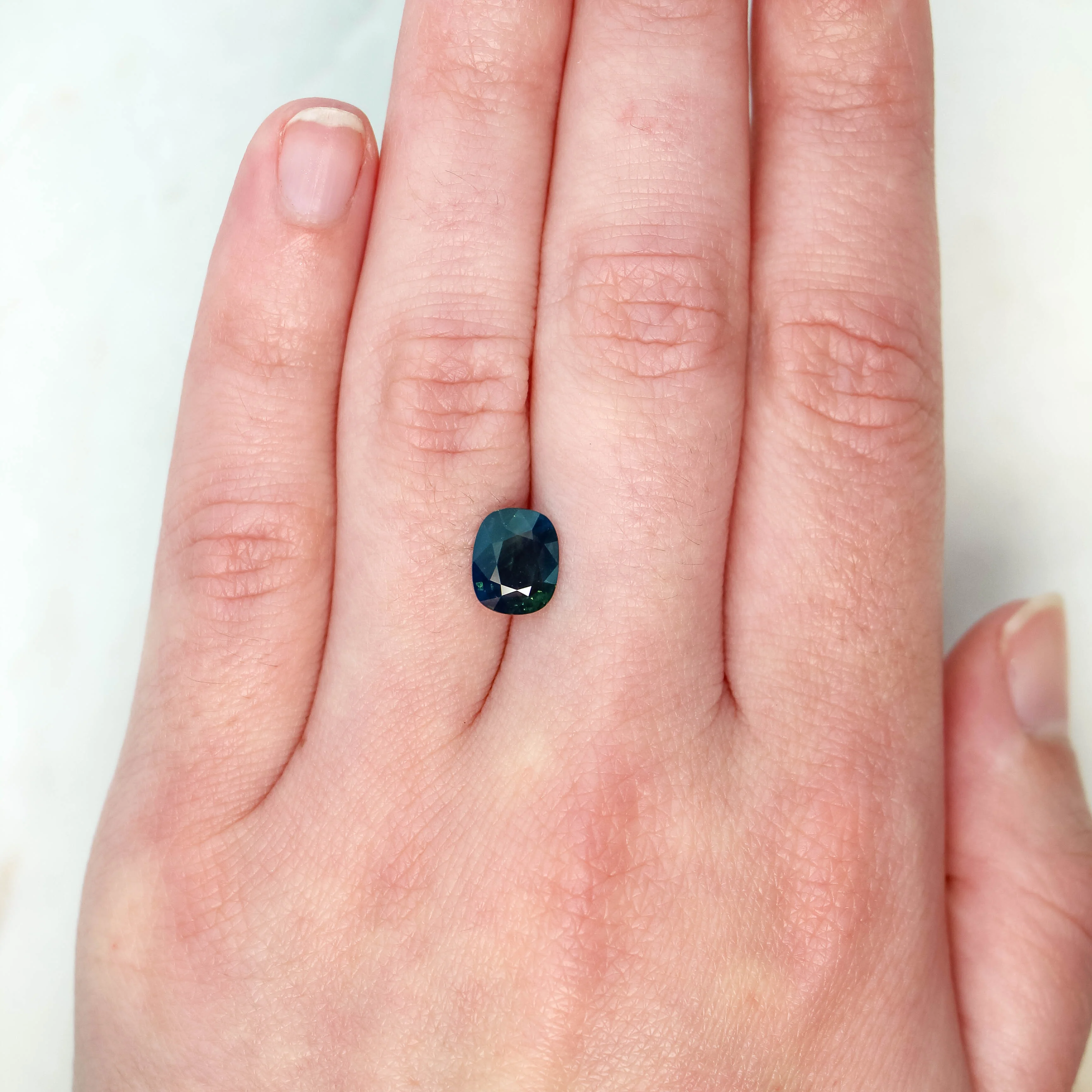 2.21 Carat Antique Cushion Cut Teal Sapphire for Custom Work - Inventory Code TCS221 - Image 2