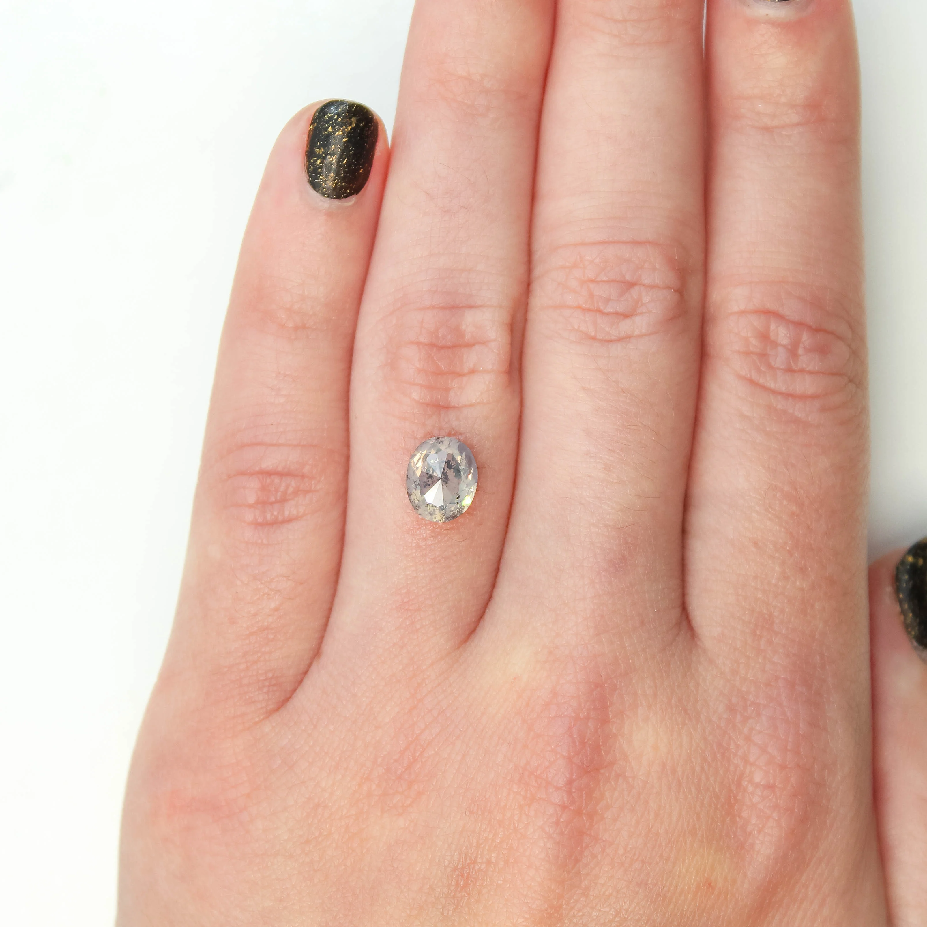 2.34 Carat Opalescent Oval Salt and Pepper Diamond for Custom Work - Inventory Code SGO234 - Image 7