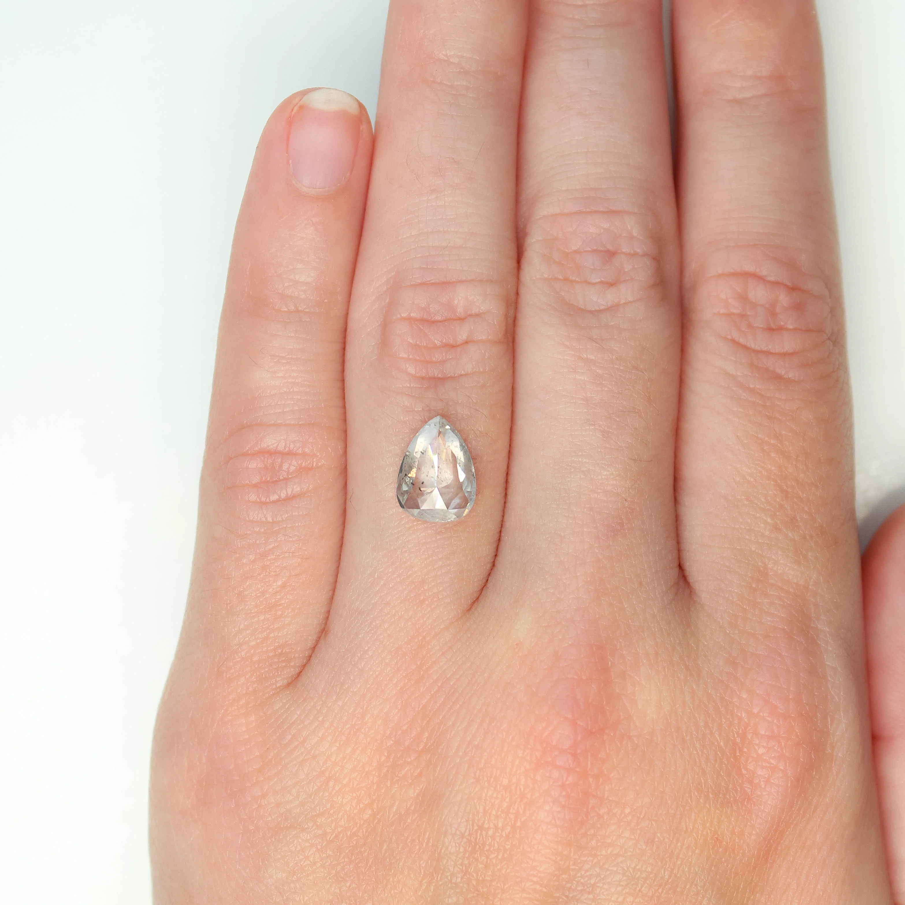 2.38 Carat Clear Gray Pear Salt and Pepper Diamond for Custom Work - Inventory Code CCP238 - Image 2
