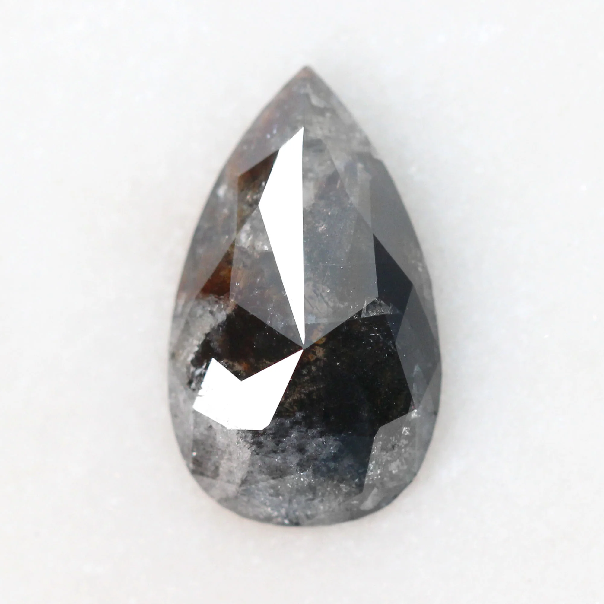 2.65 Carat Dark Gray Pear Salt and Pepper Diamond for Custom Work - Inventory Code DSP265