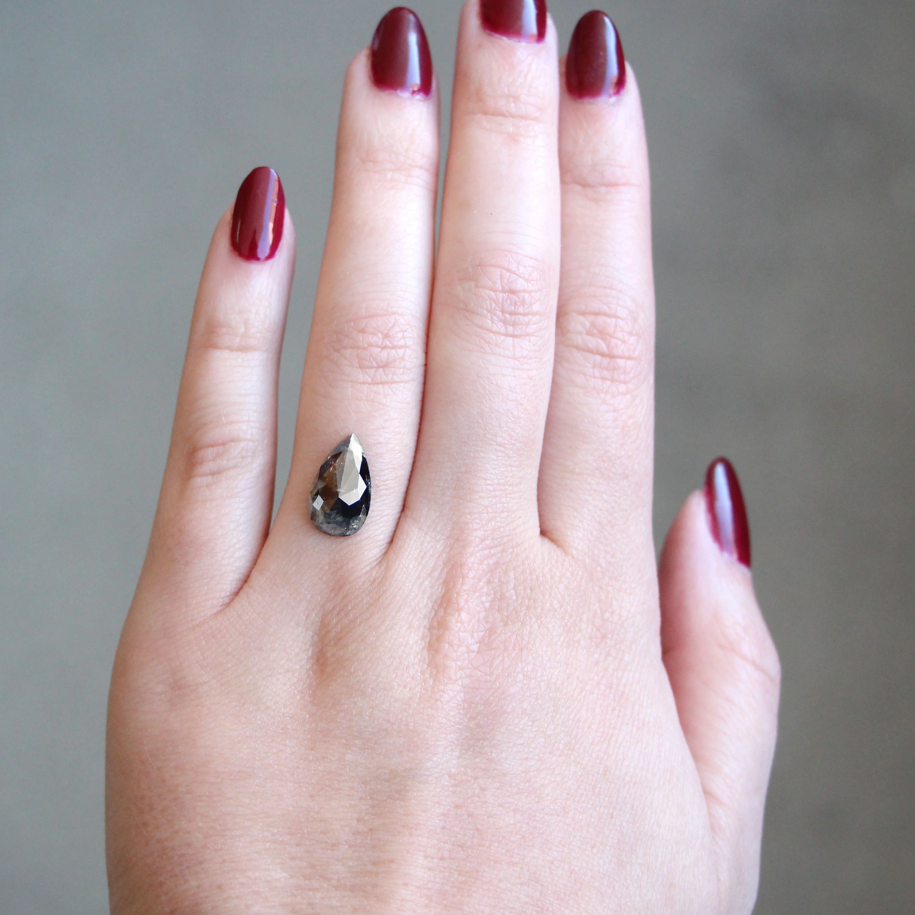 2.65 Carat Dark Gray Pear Salt and Pepper Diamond for Custom Work - Inventory Code DSP265 - Image 2