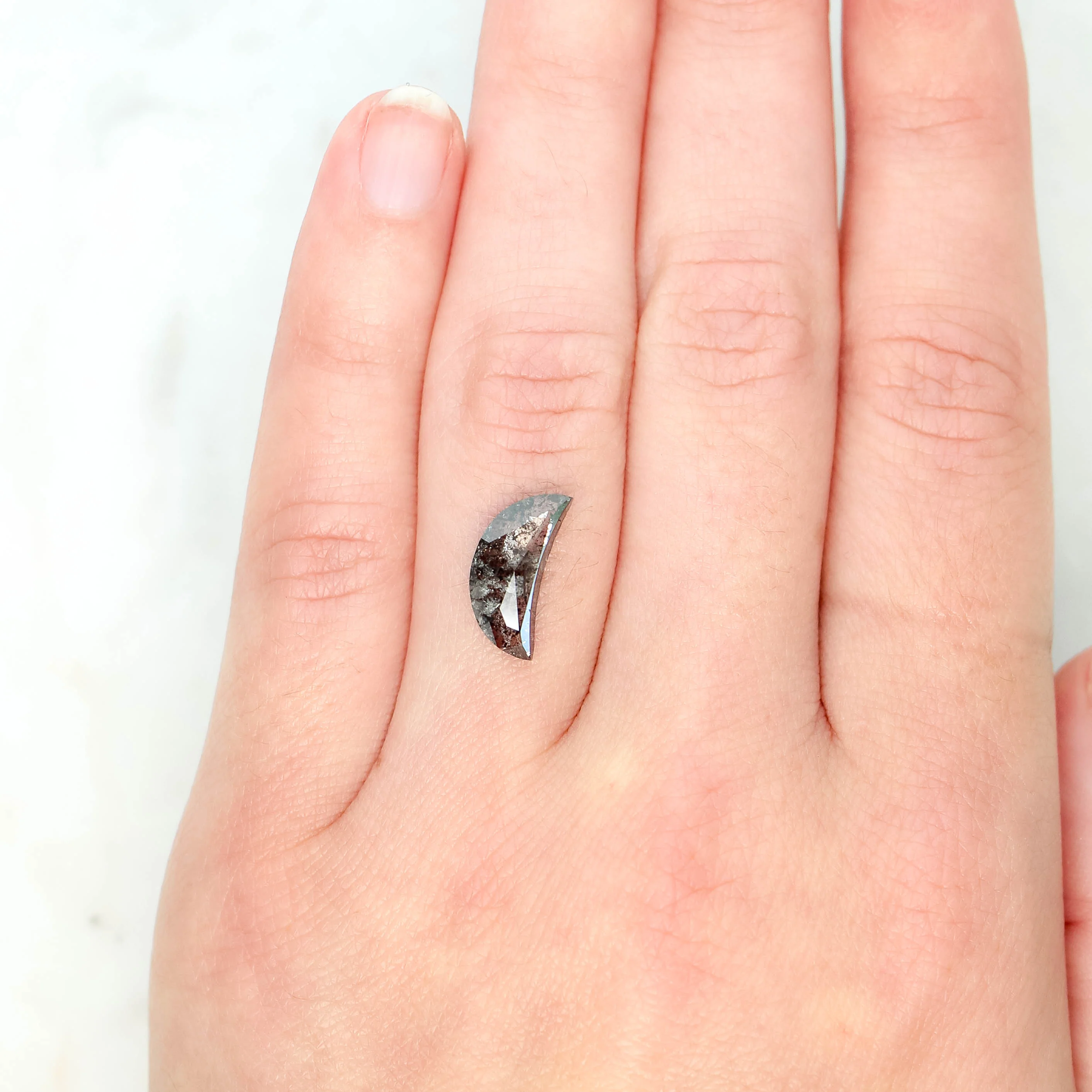 2.73 Carat Dark Gray Salt and Pepper Crescent Diamond for Custom Work - Inventory Code DSC273 - Image 2