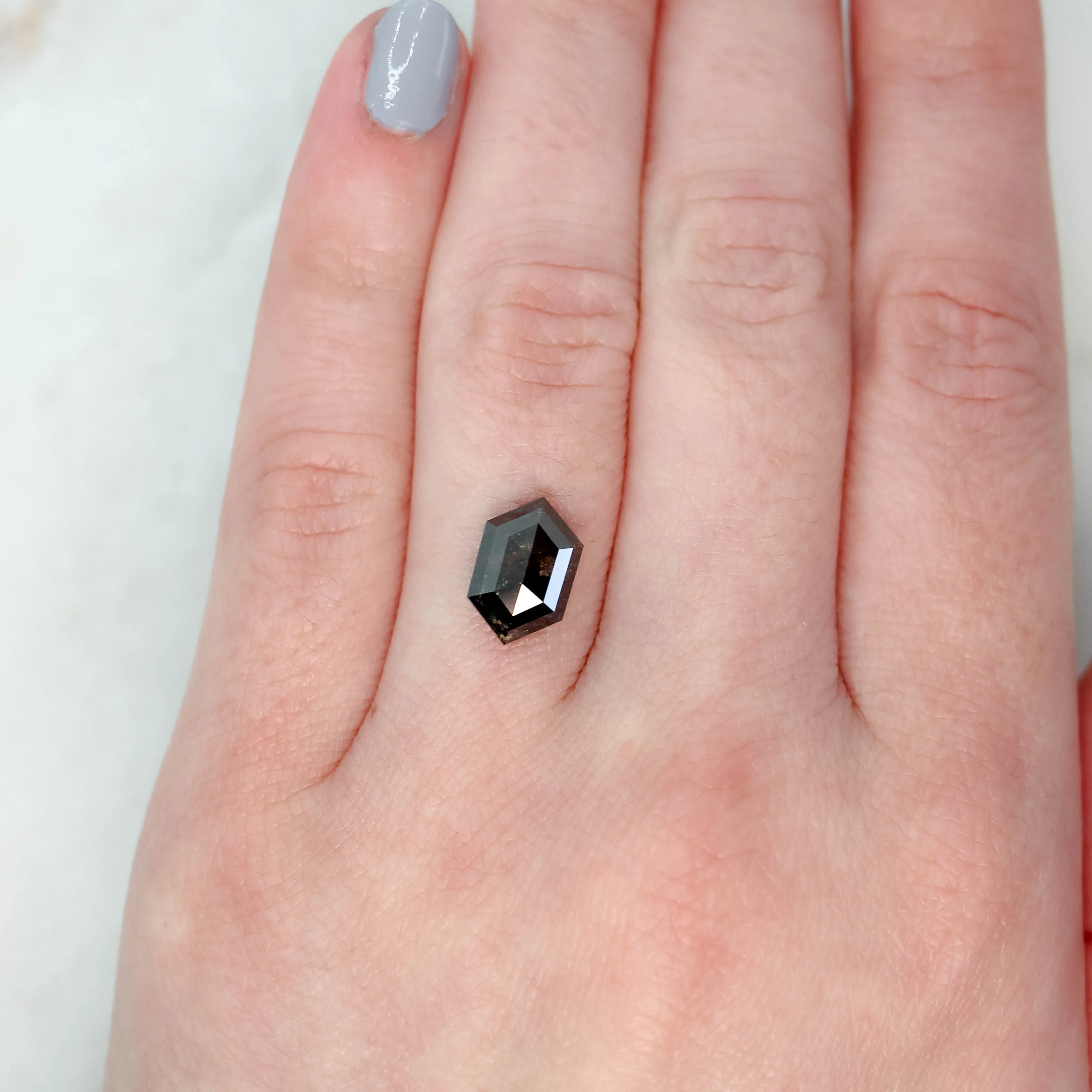 2.83 Carat Black Elongated Hexagon Salt and Pepper Diamond for Custom Work - Inventory Code BCH283 - Image 2