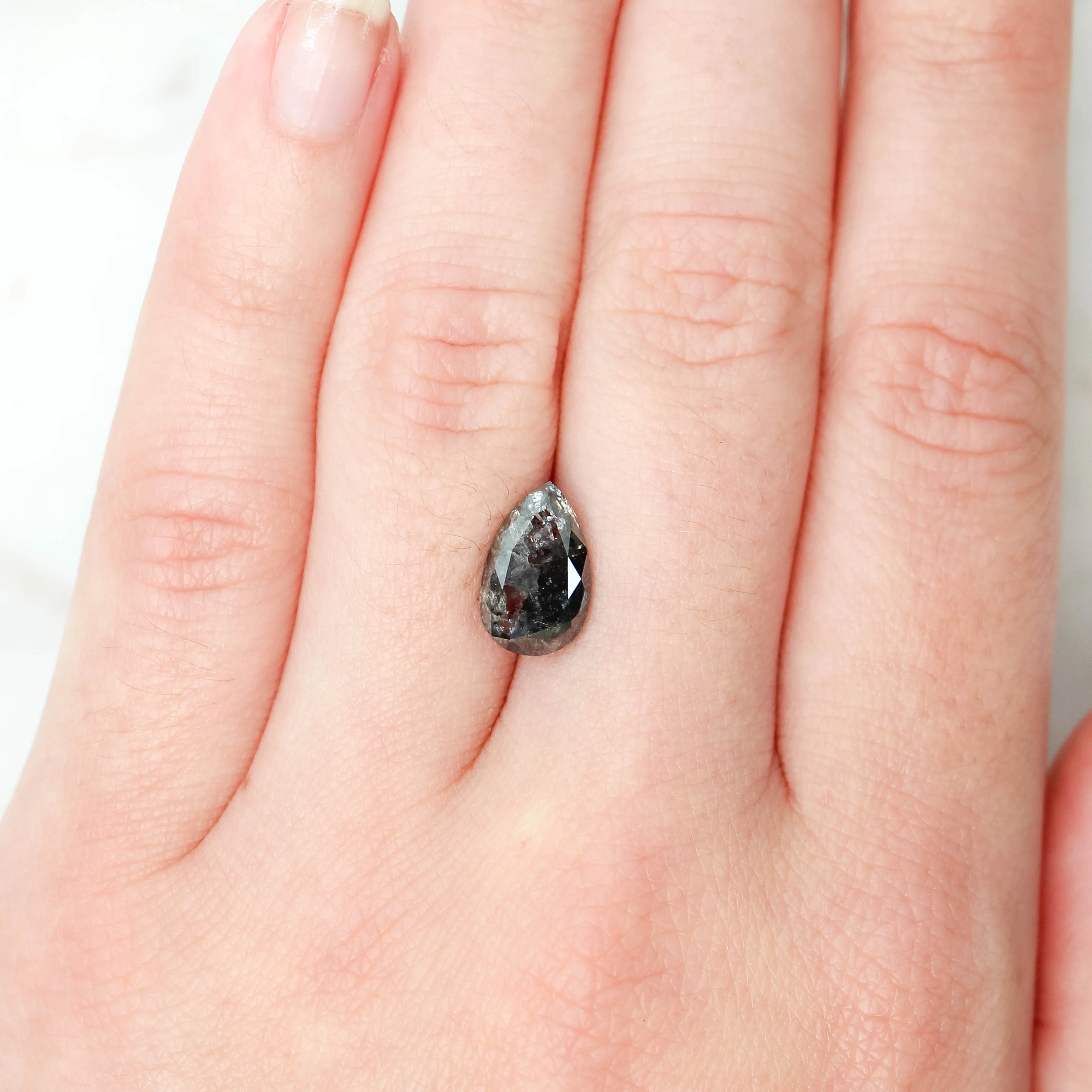 3.02 Carat Black Pear Salt and Pepper Diamond for Custom Work - Inventory Code BCP302 - Image 2