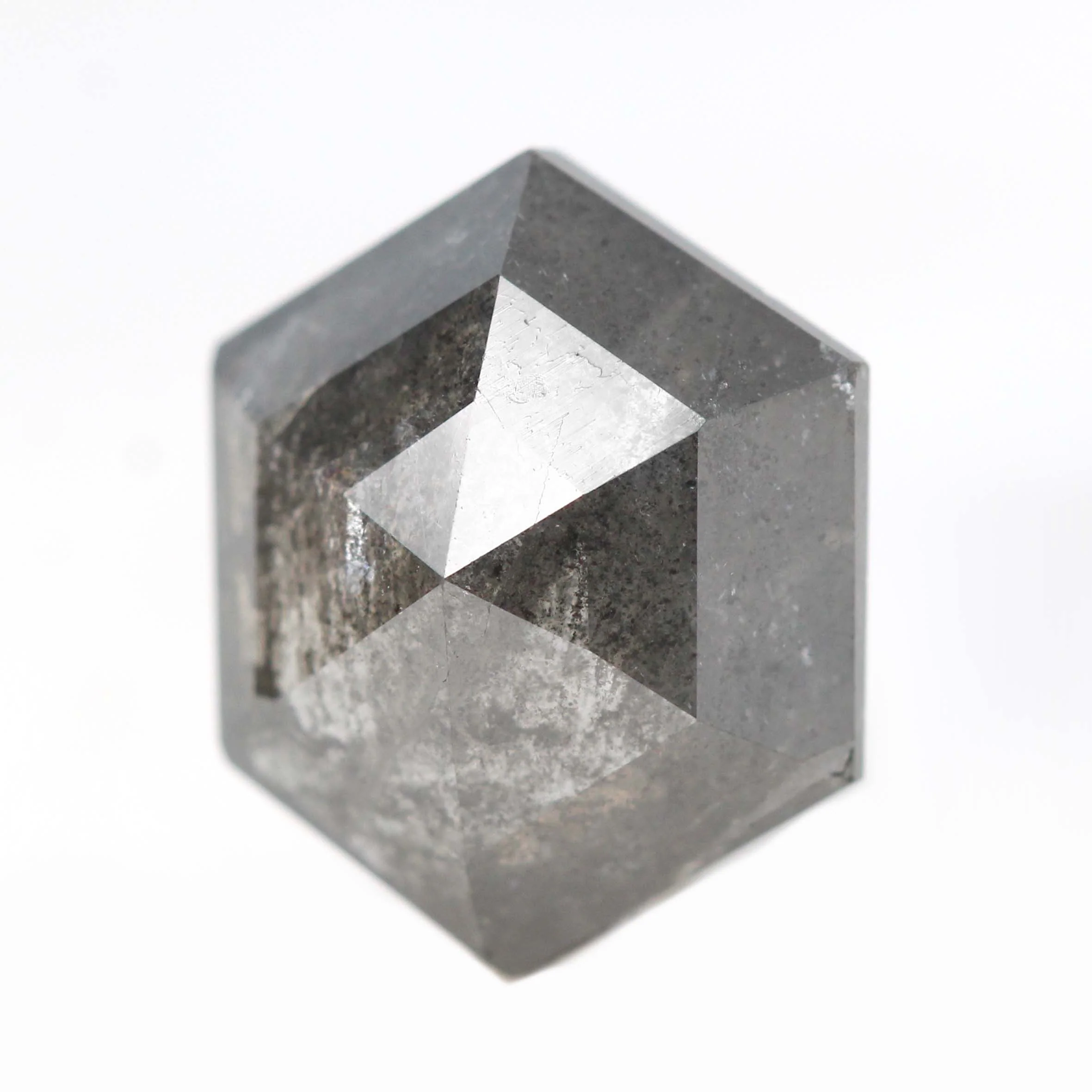 3.12 Carat Dark Gray Hexagon Salt and Pepper Diamond for Custom Work - Inventory Code DSH312 - Image 3
