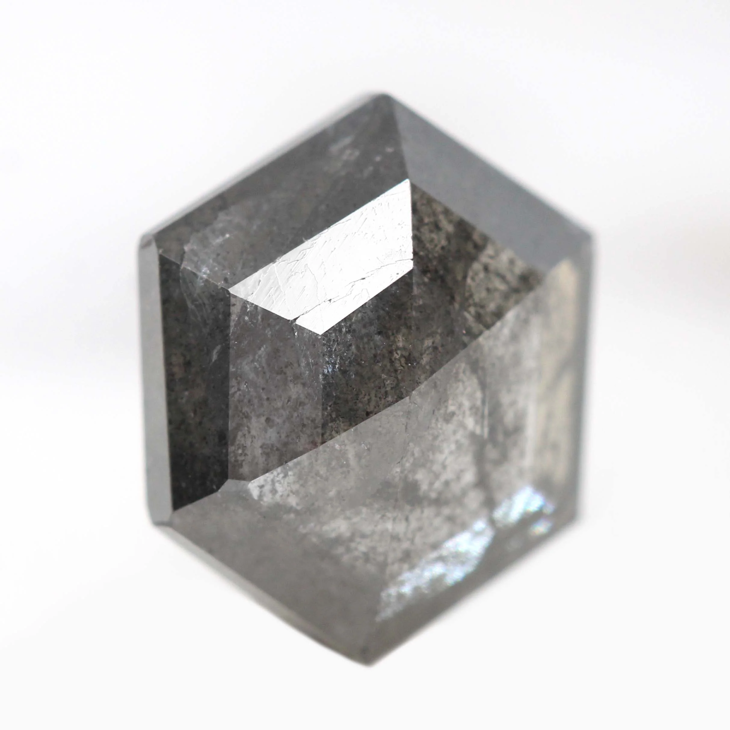 3.12 Carat Dark Gray Hexagon Salt and Pepper Diamond for Custom Work - Inventory Code DSH312 - Image 4