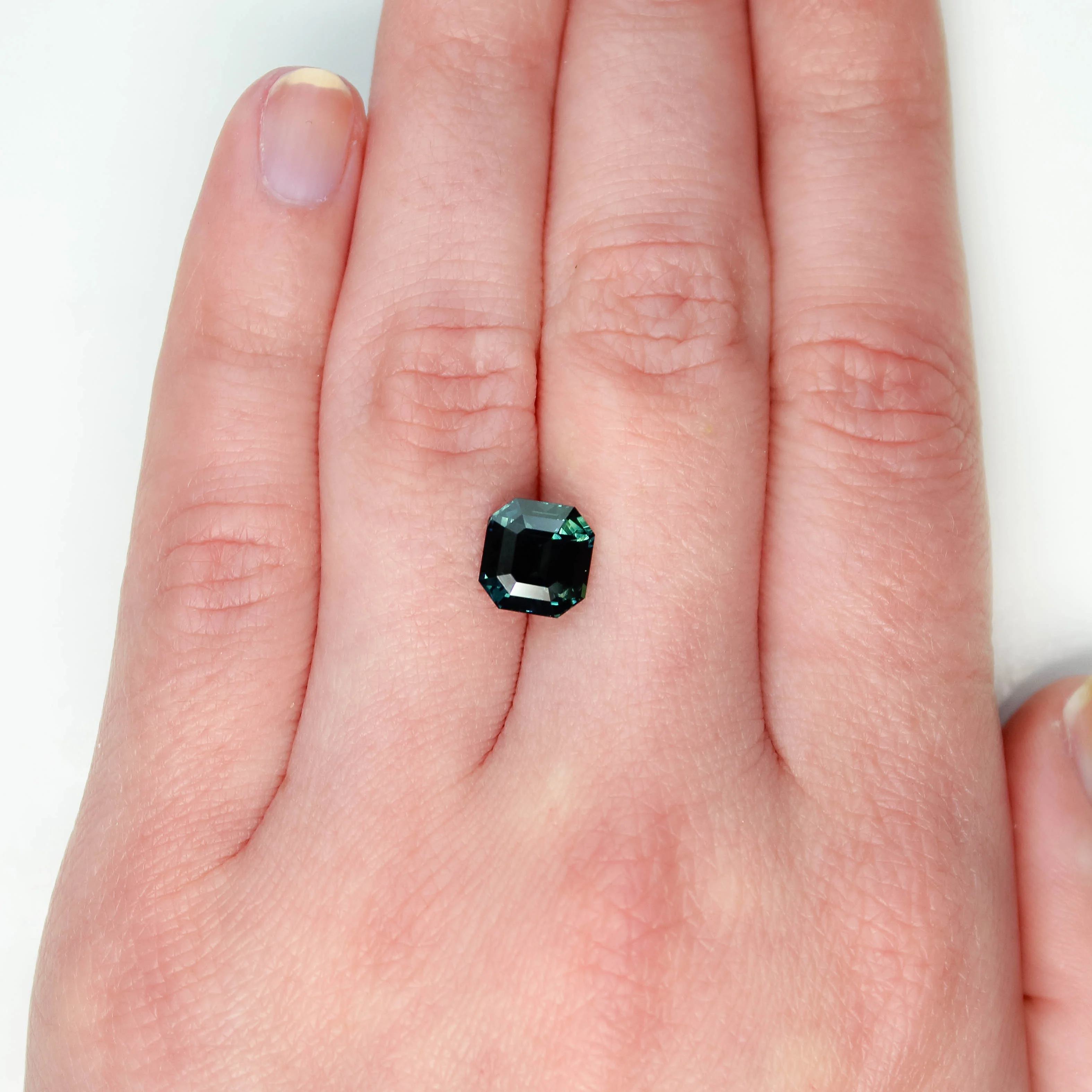 3.18 Carat Teal Asscher Cut Sapphire for Custom Work - Inventory Code TAS318 - Image 2