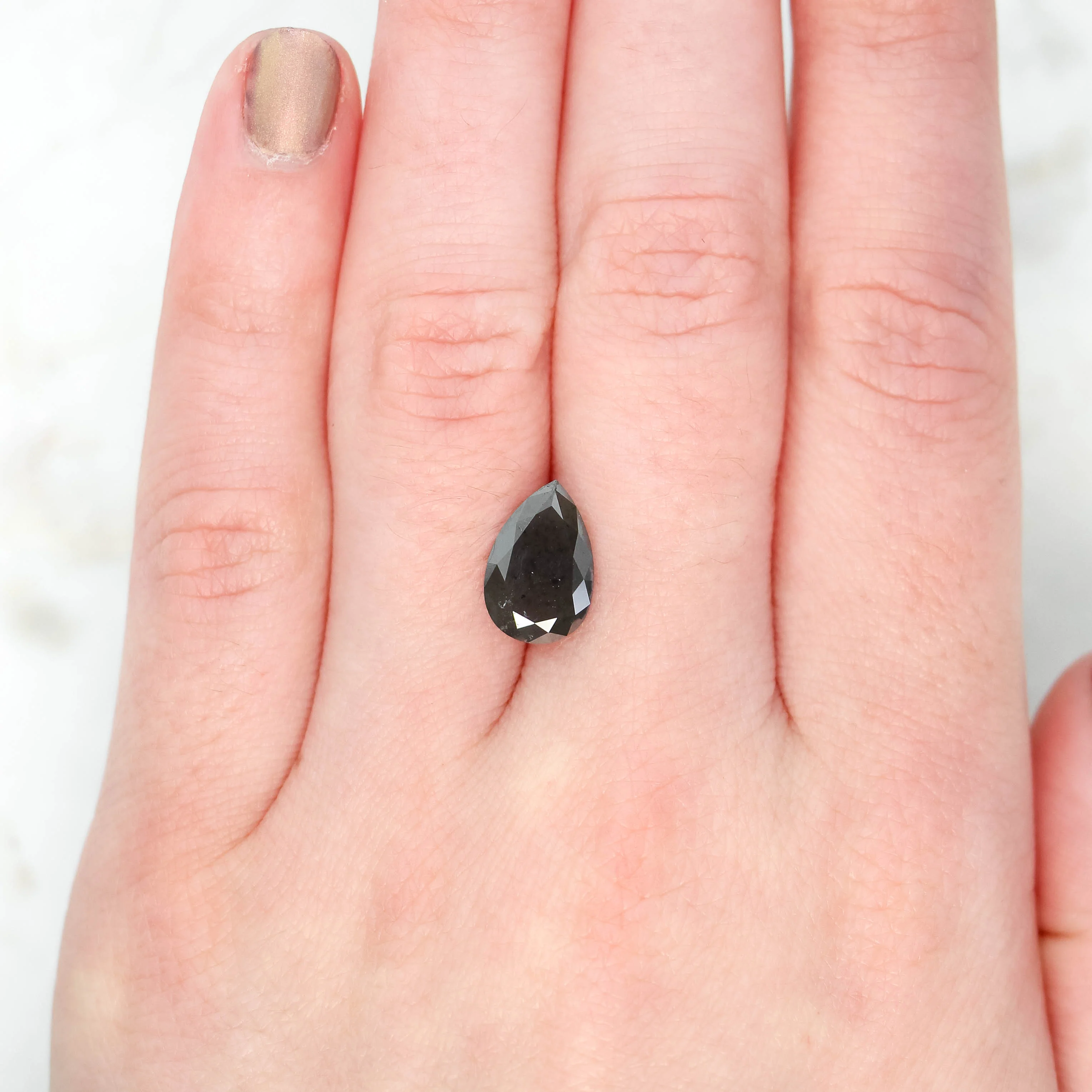 3.24 Carat Dark Gray Pear Salt and Pepper Diamond for Custom Work - Inventory Code MGP324 - Image 2