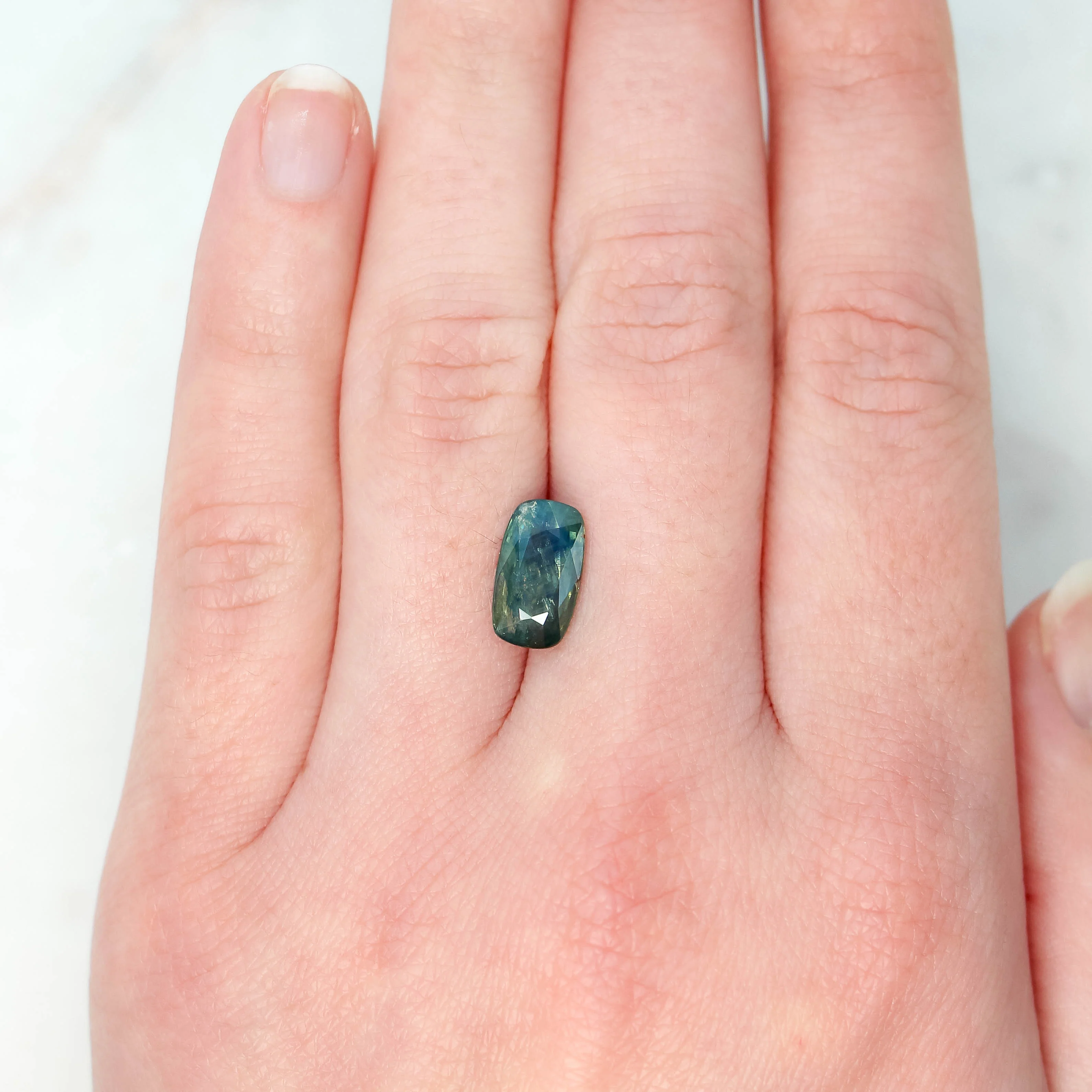 3.37 Carat Teal Elongated Cushion Sapphire for Custom Work - Inventory Code ECTS337 - Image 2