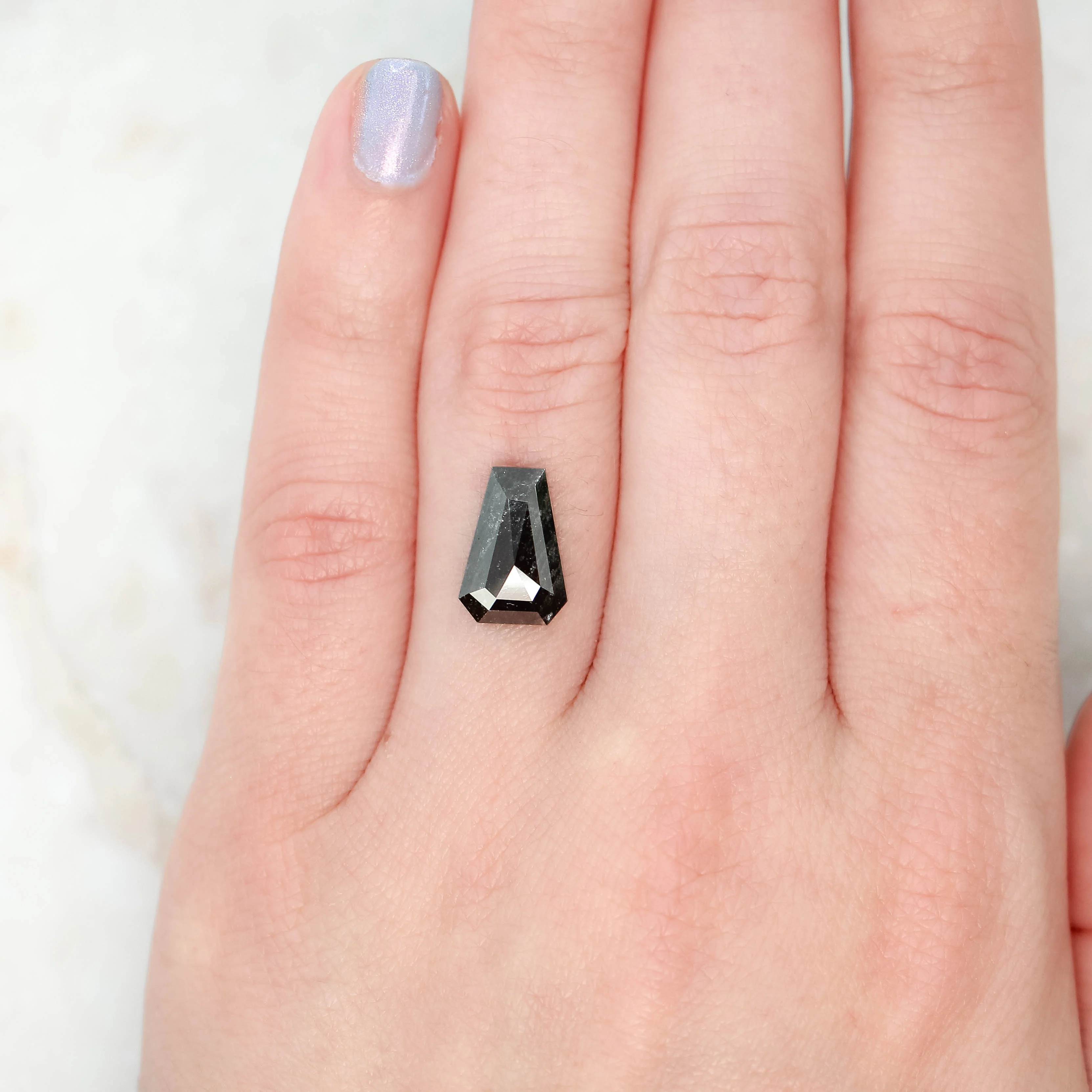 3.54 Carat Black Shield Cut Salt and Pepper Diamond for Custom Work - Inventory Code NBS354 - Image 2