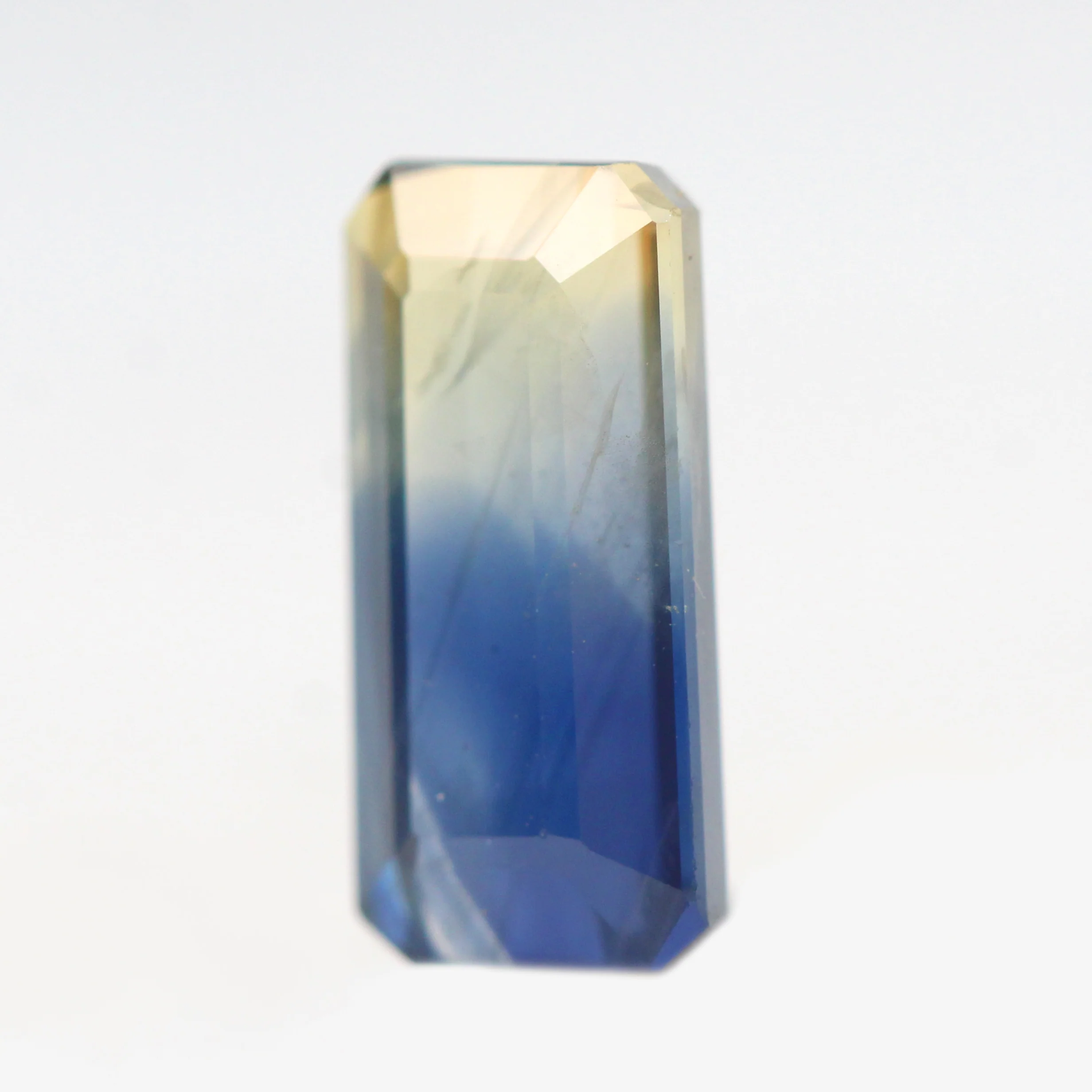 3.55 Carat Bicolor Blue & Yellow Emerald Cut Sapphire for Custom Work - Inventory Code EBYS355 - Image 3