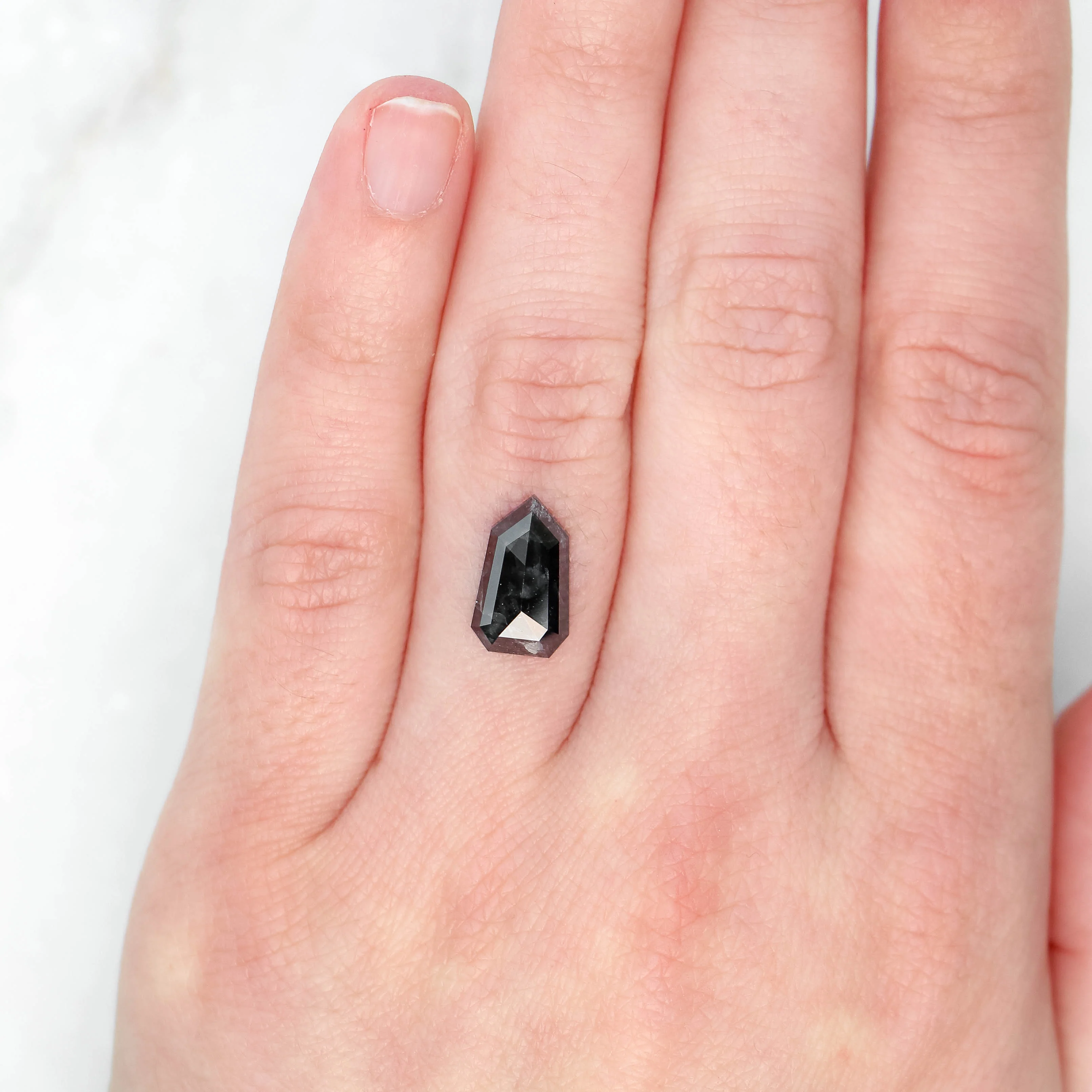 3.67 Carat Black Shield Cut Salt and Pepper Diamond for Custom Work - Inventory Code NBS367 - Image 2