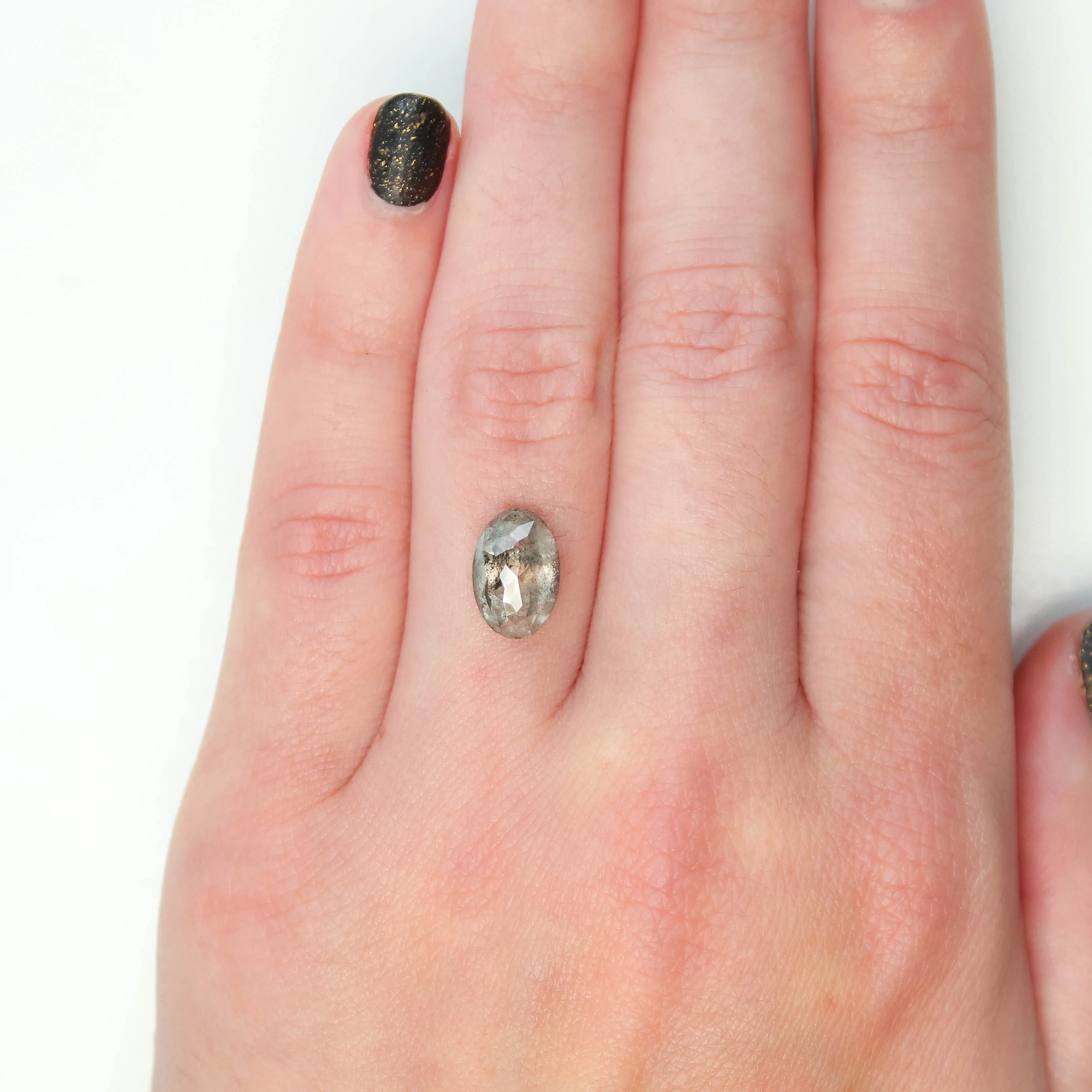 3.70 Carat Dark Gray Oval Salt and Pepper Diamond for Custom Work - Inventory Code DSO370 - Image 2