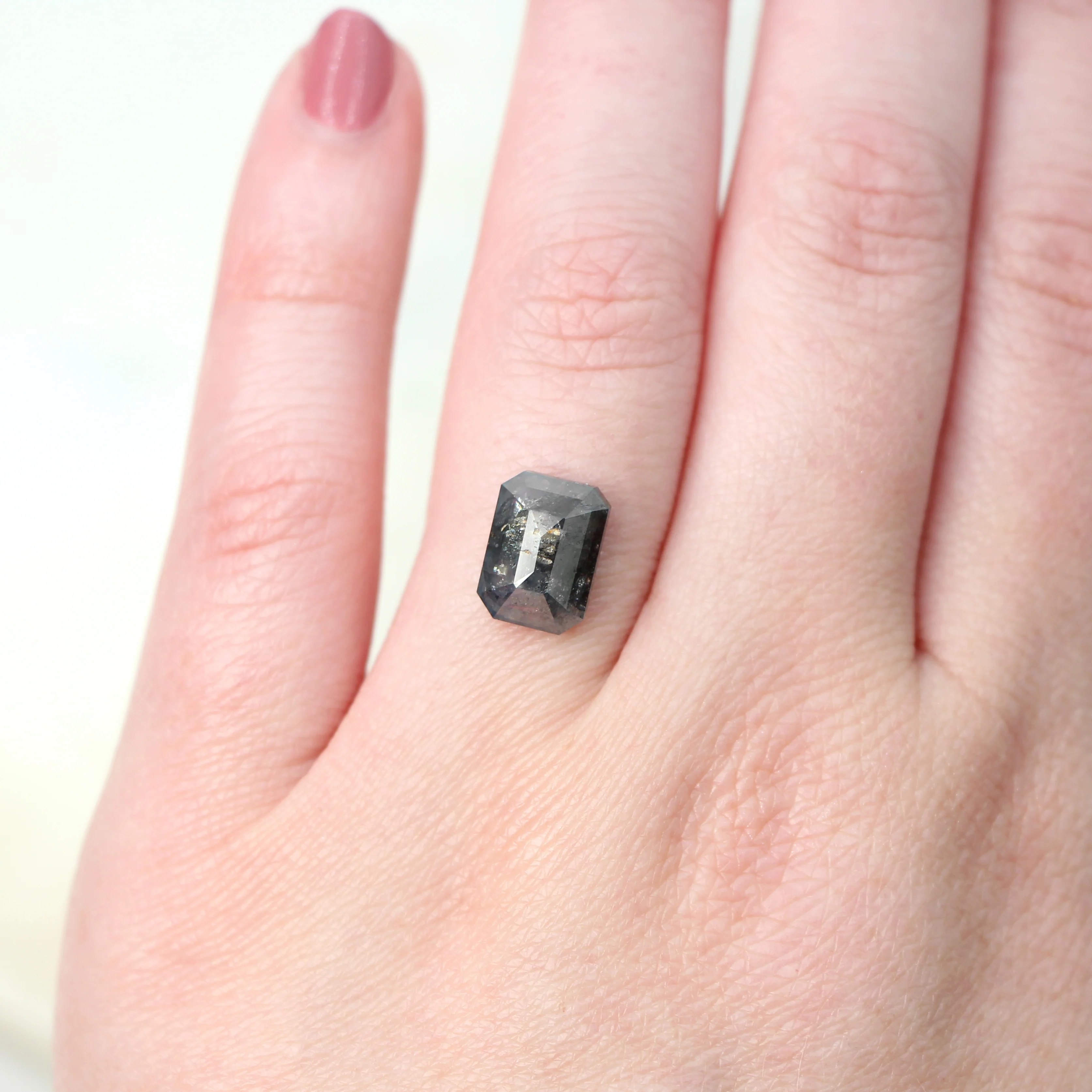 3.74 Carat Charcoal Gray Emerald Cut Salt and Pepper Diamond for Custom Work - Inventory Code DSE374 - Image 3
