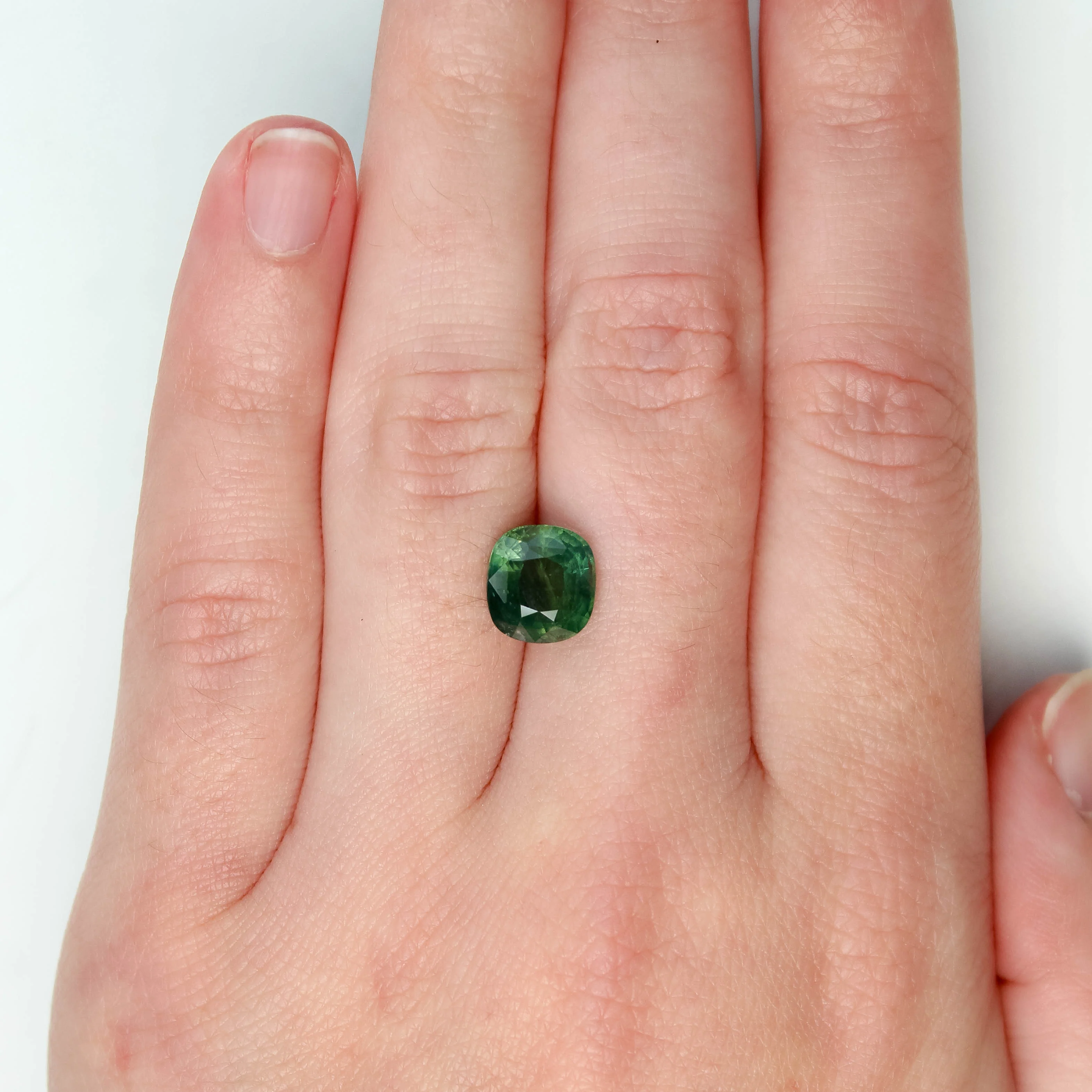 3.78 Carat Green Cushion Cut Sapphire for Custom Work - Inventory Code GCS378 - Image 2