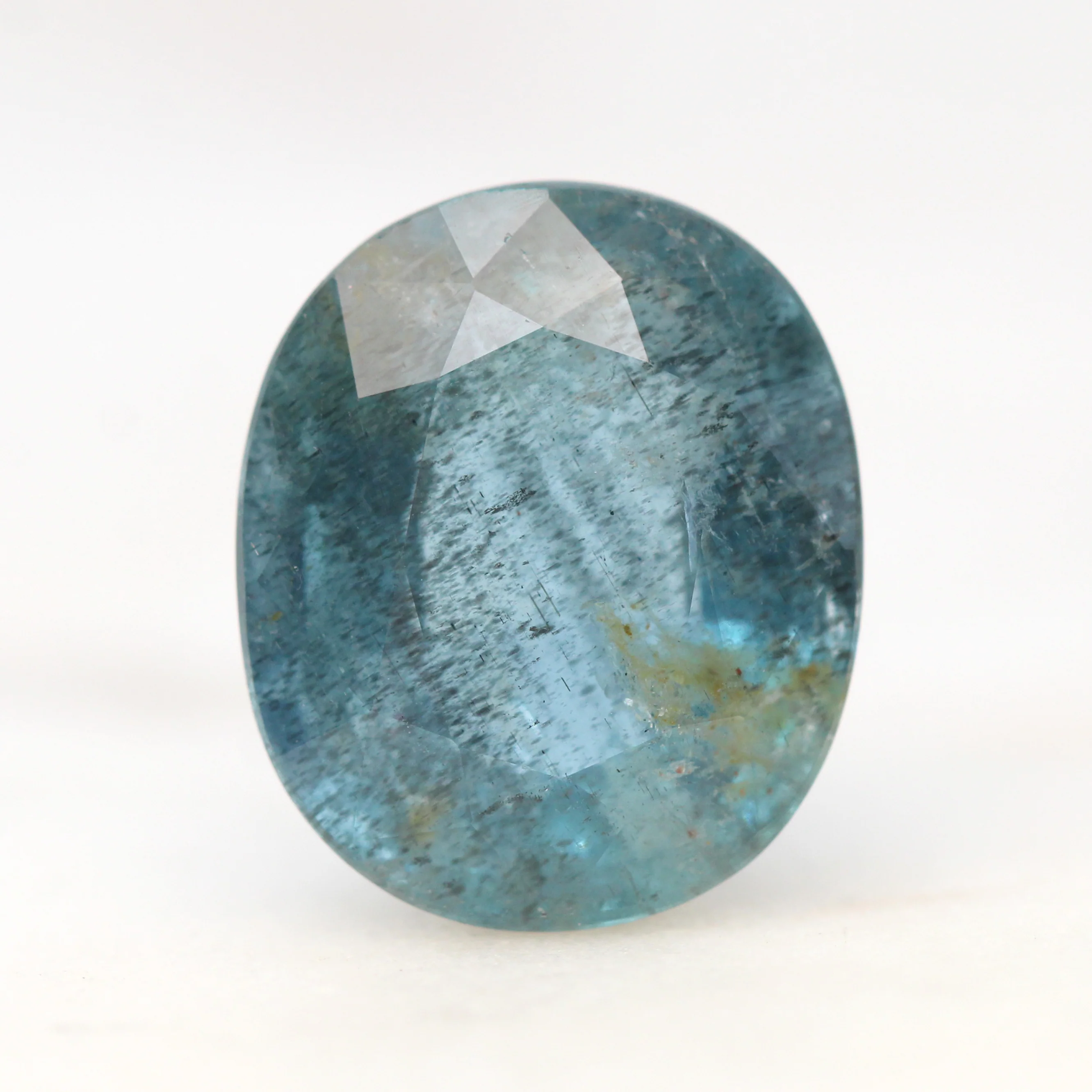 3.85 Carat Oval Mossy Aquamarine for Custom Work - Inventory Code LBOS385