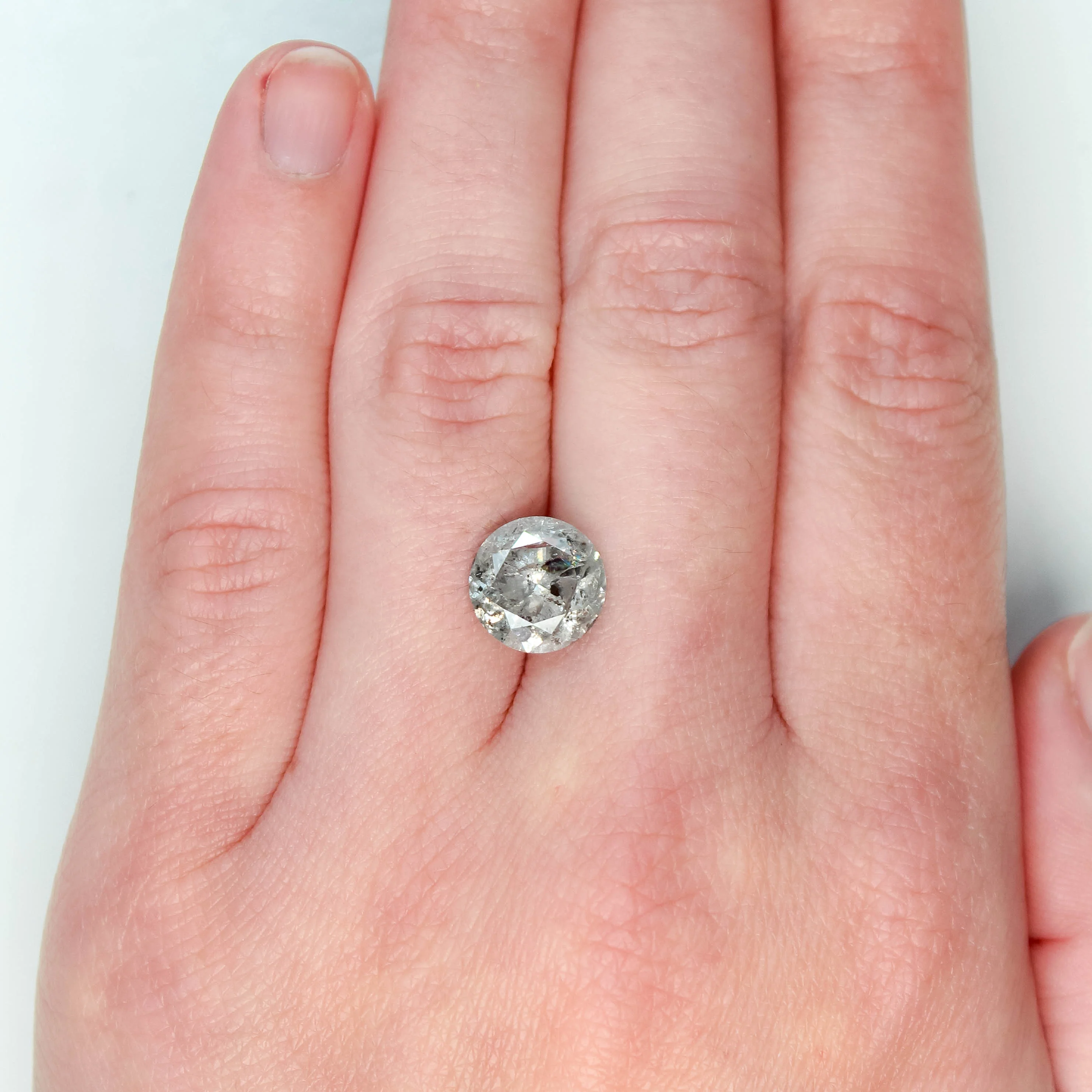 3.98 Carat Round Stormy Gray Salt and Pepper Diamond for Custom Work - Inventory Code SGR398 - Image 6
