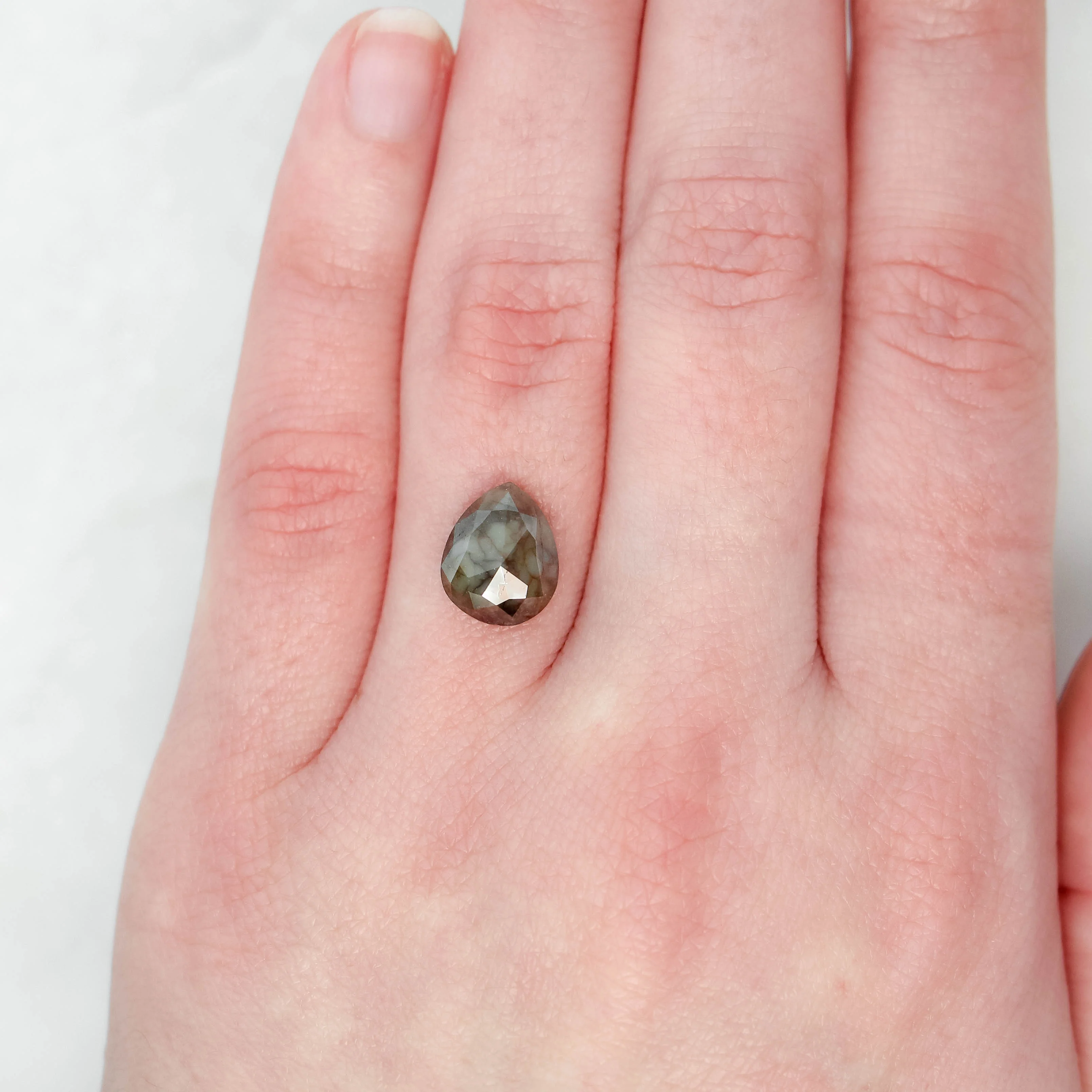 4.01 Carat Champagne Brown Pear Salt and Pepper Diamond for Custom Work - Inventory Code DSP401 - Image 3