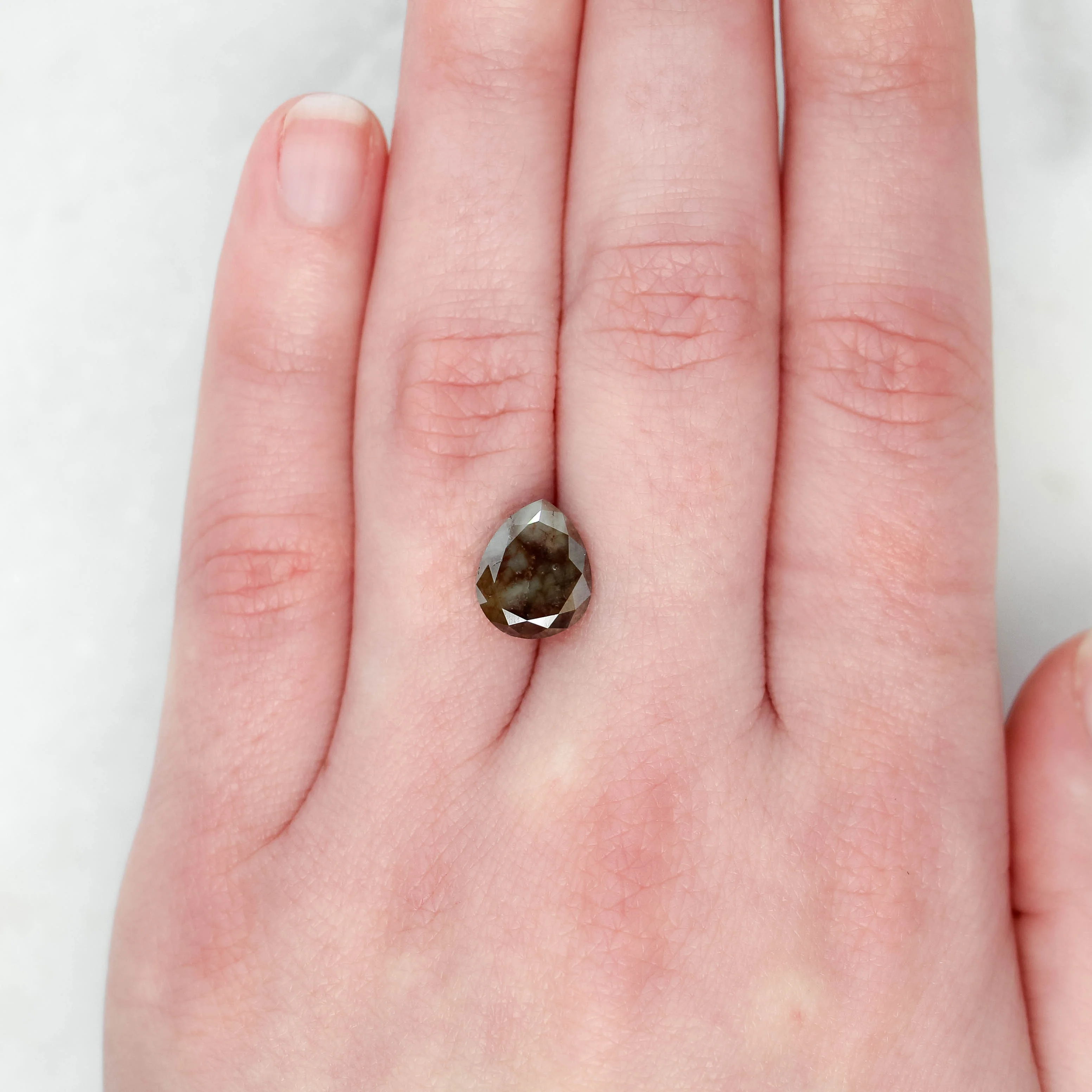 4.01 Carat Champagne Brown Pear Salt and Pepper Diamond for Custom Work - Inventory Code DSP401 - Image 9