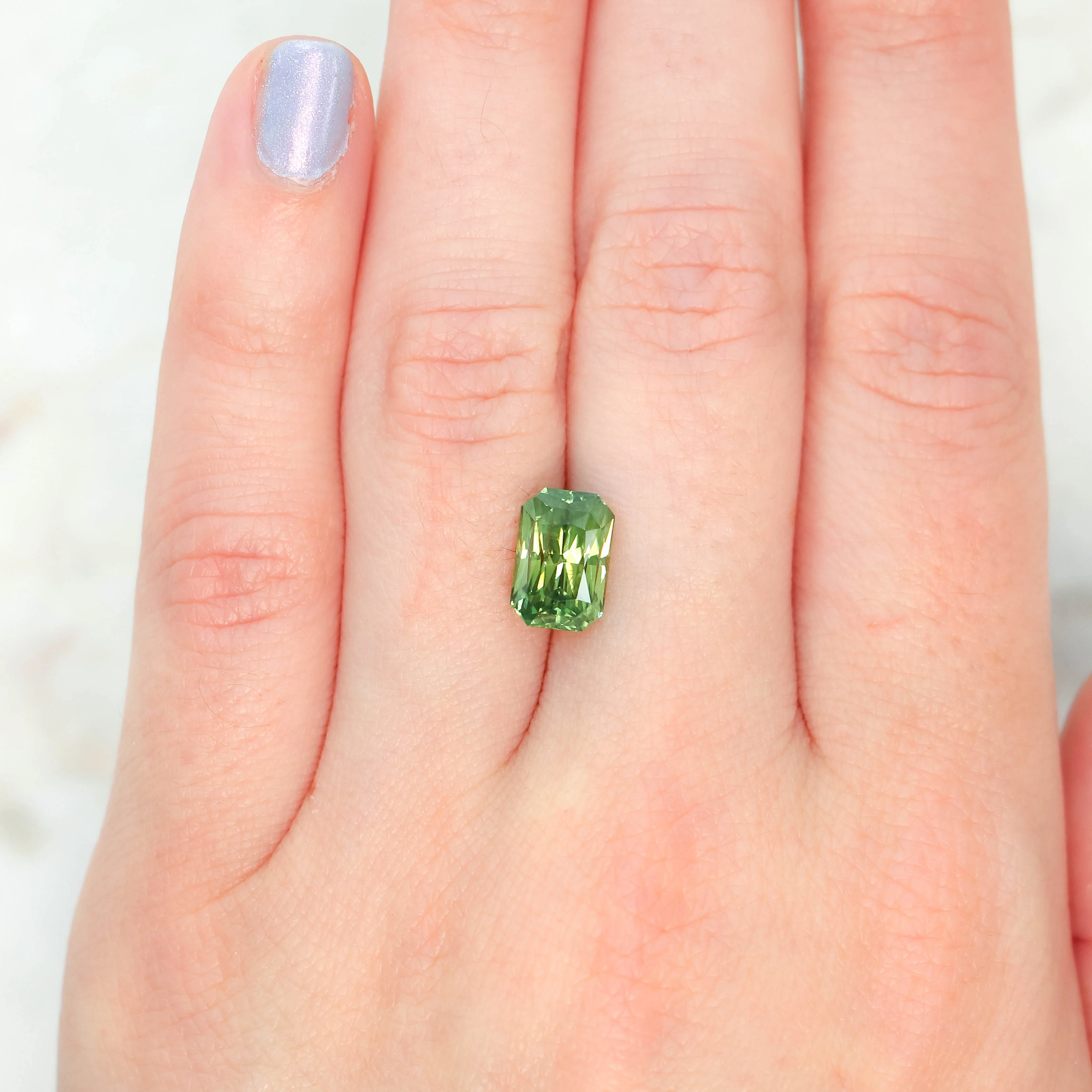 4.04 Carat Green Radiant Cut Sapphire for Custom Work - Inventory Code GRCS404 - Image 2