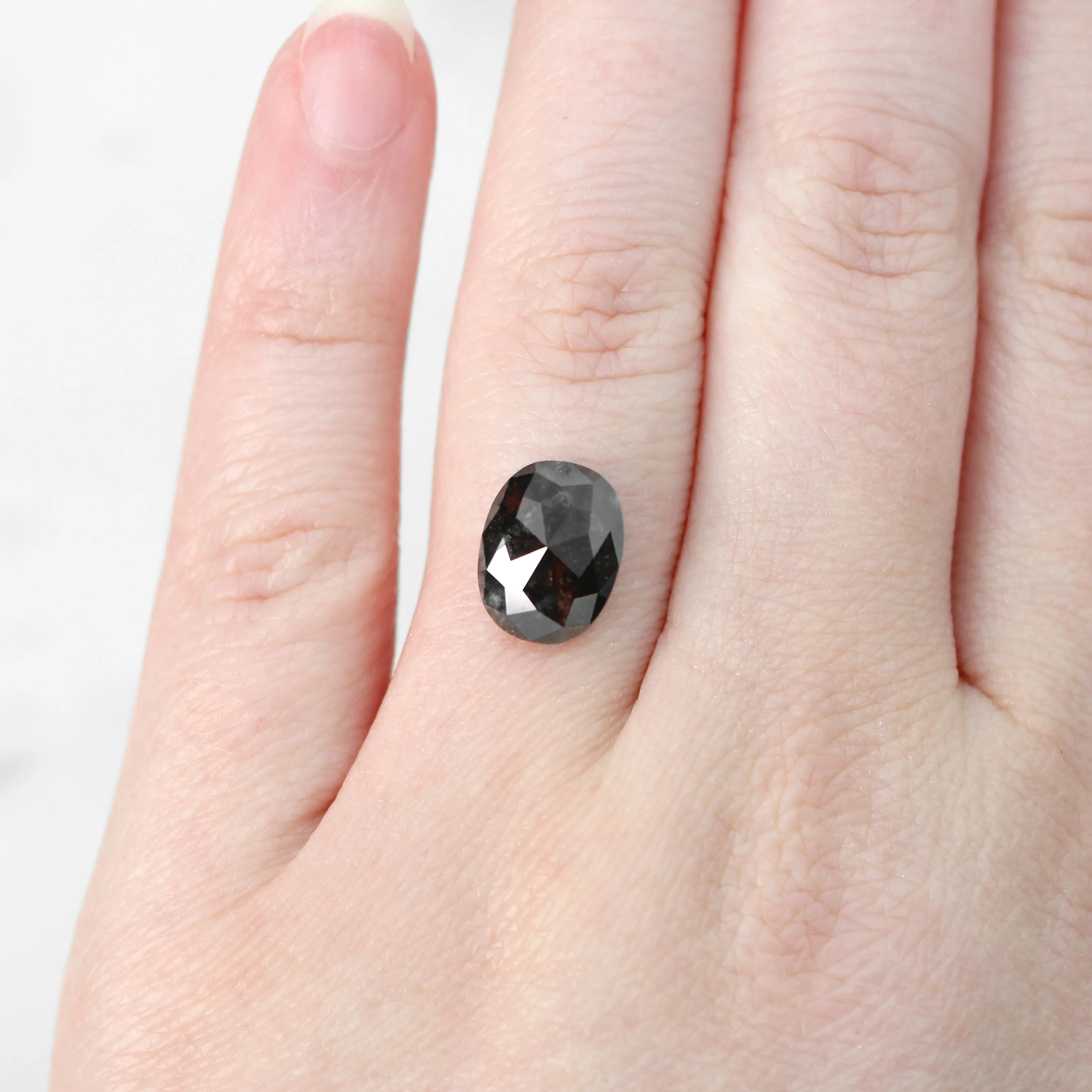 4.08 Carat Dark Charcoal Oval Salt and Pepper Diamond for Custom Work - Inventory Code NBO408 - Image 4