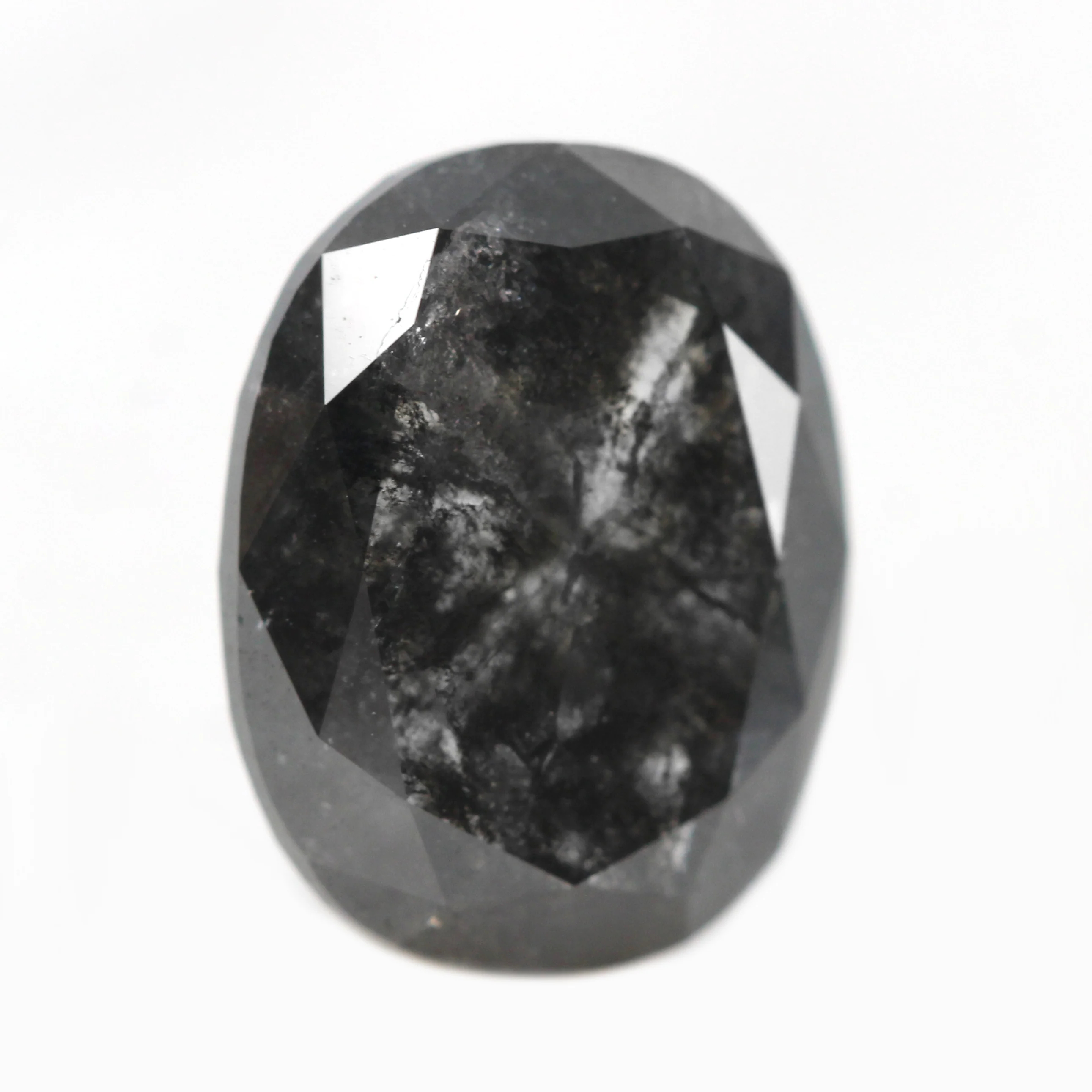 4.08 Carat Dark Charcoal Oval Salt and Pepper Diamond for Custom Work - Inventory Code NBO408 - Image 5