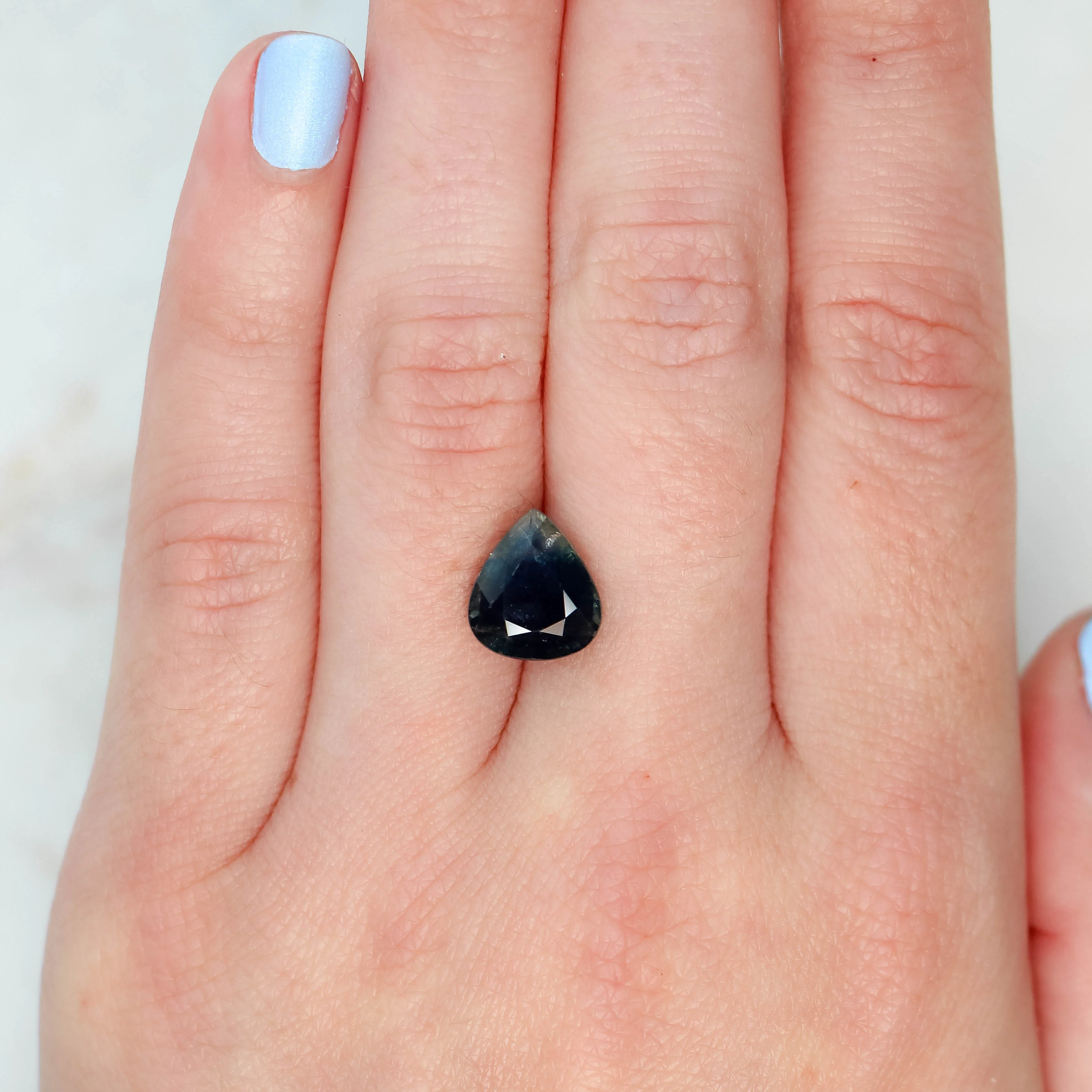 4.30 Carat Dark Blue Pear Sapphire for Custom Work - Inventory Code DBPS430 - Image 2
