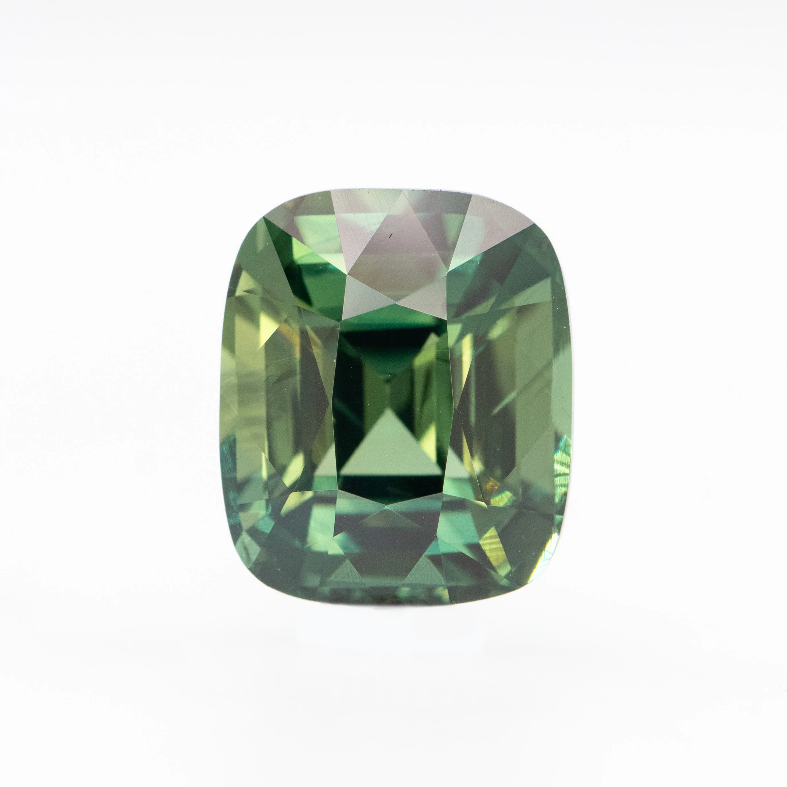 4.50 Carat Teal Green Cushion Cut Sapphire for Custom Work - Inventory Code TGCS450