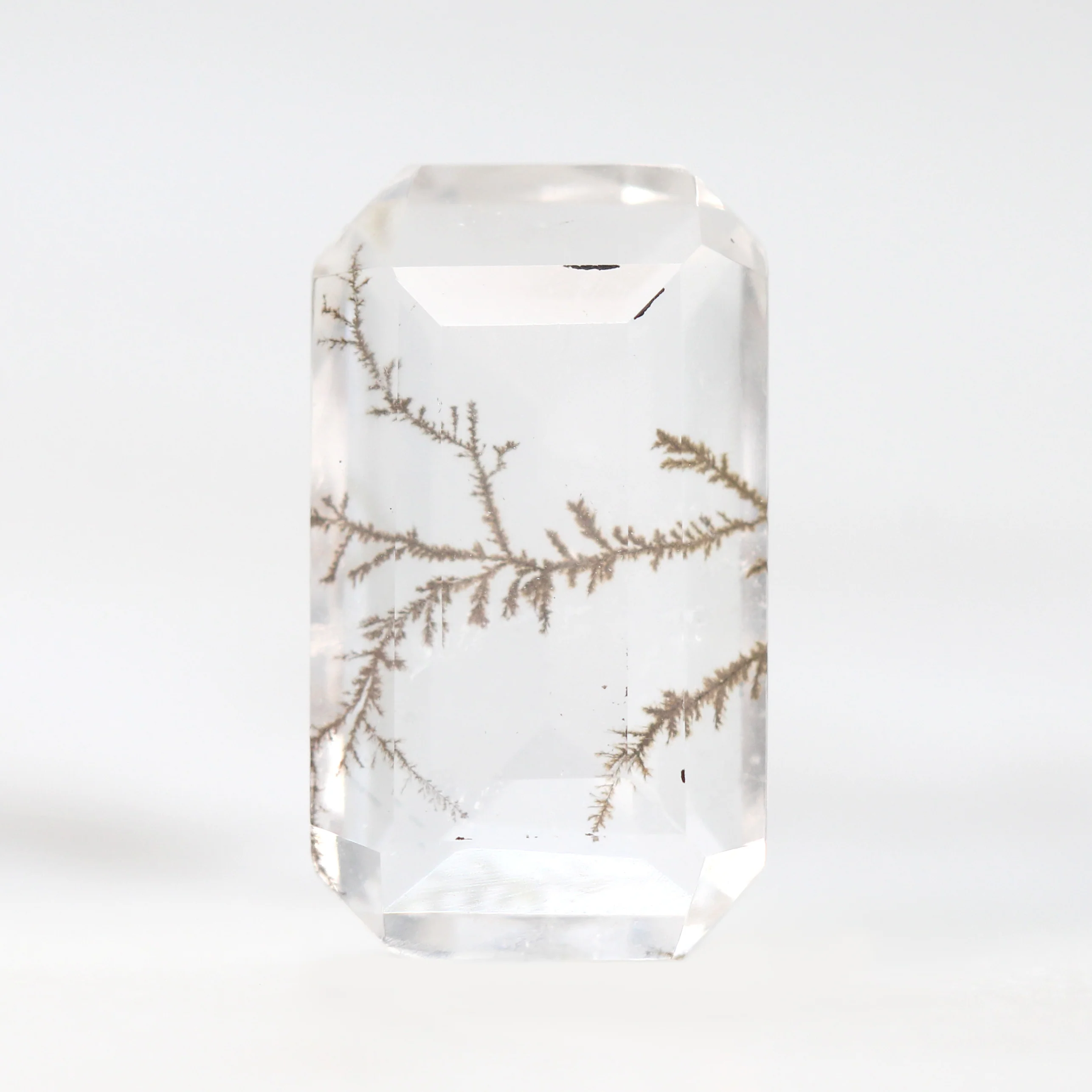 5.20 Carat Clear Emerald Cut Dendritic Quartz for Custom Work - Inventory Code DQE520