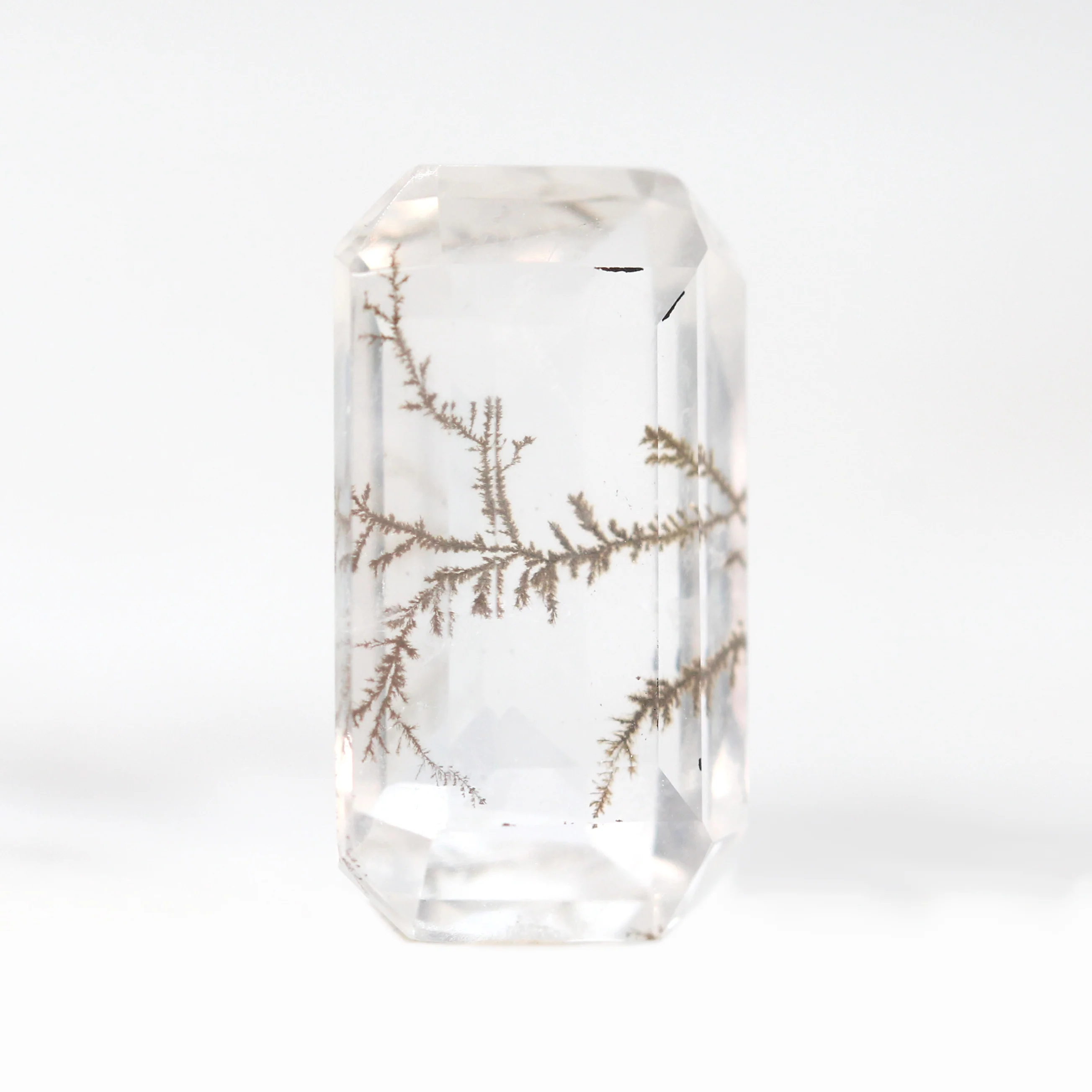 5.20 Carat Clear Emerald Cut Dendritic Quartz for Custom Work - Inventory Code DQE520 - Image 3