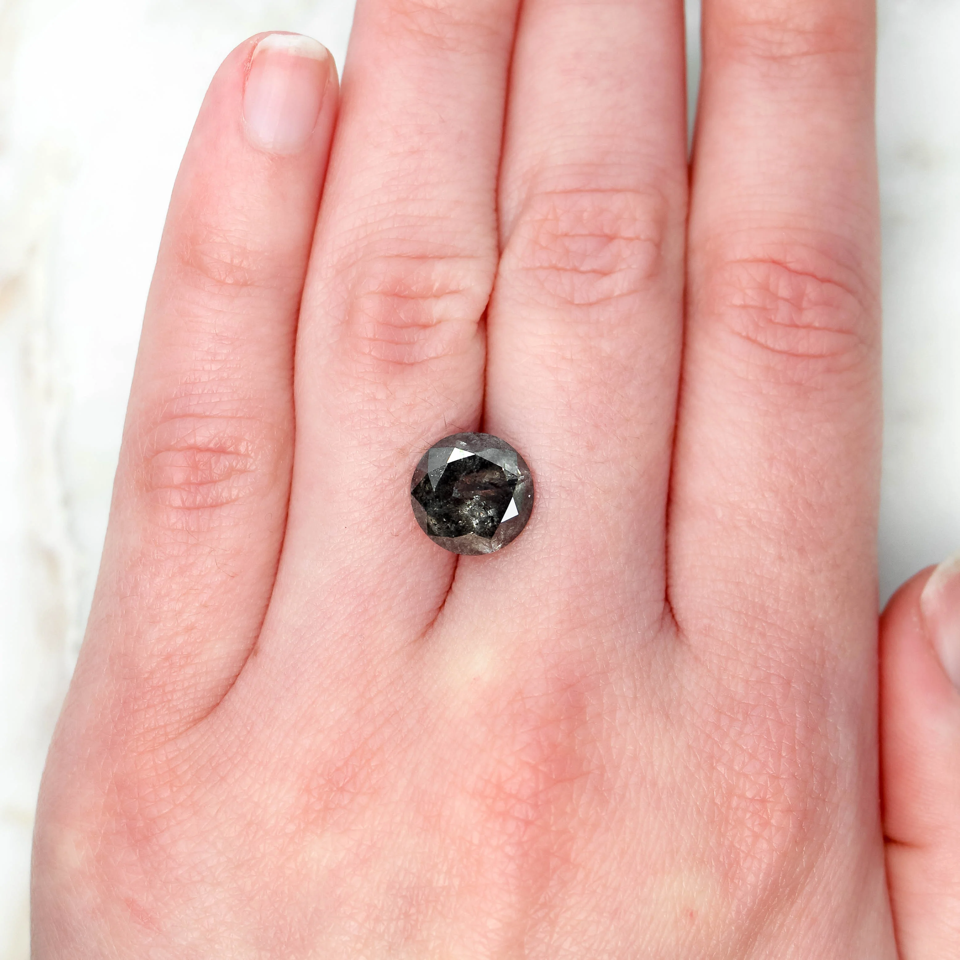 5.22 Carat Round Charcoal Salt and Pepper Diamond for Custom Work - Inventory Code DSR522 - Image 2