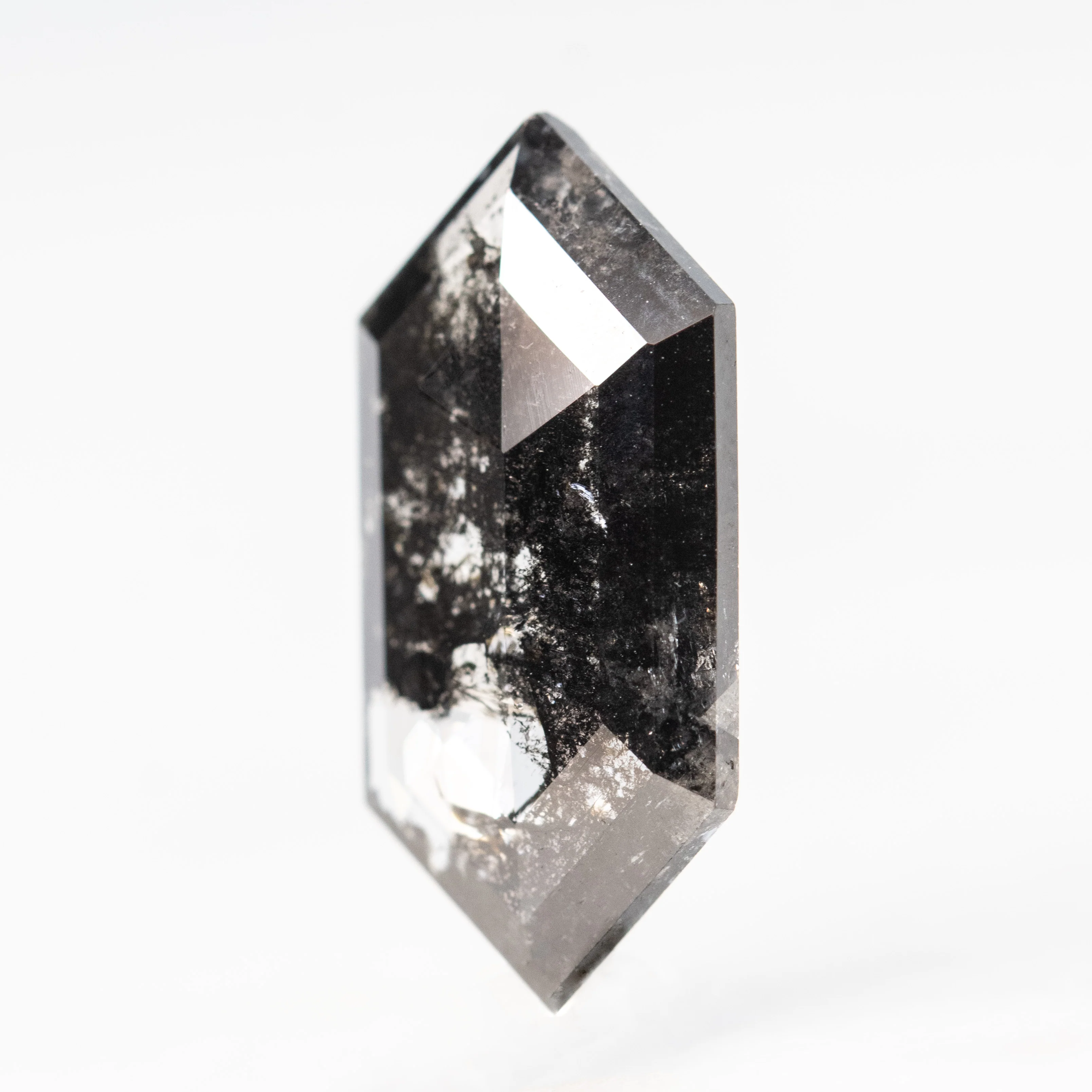 5.55 Carat Dark and Clear Hexagon Salt and Pepper Diamond for Custom Work - Inventory Code DCH555 - Image 3