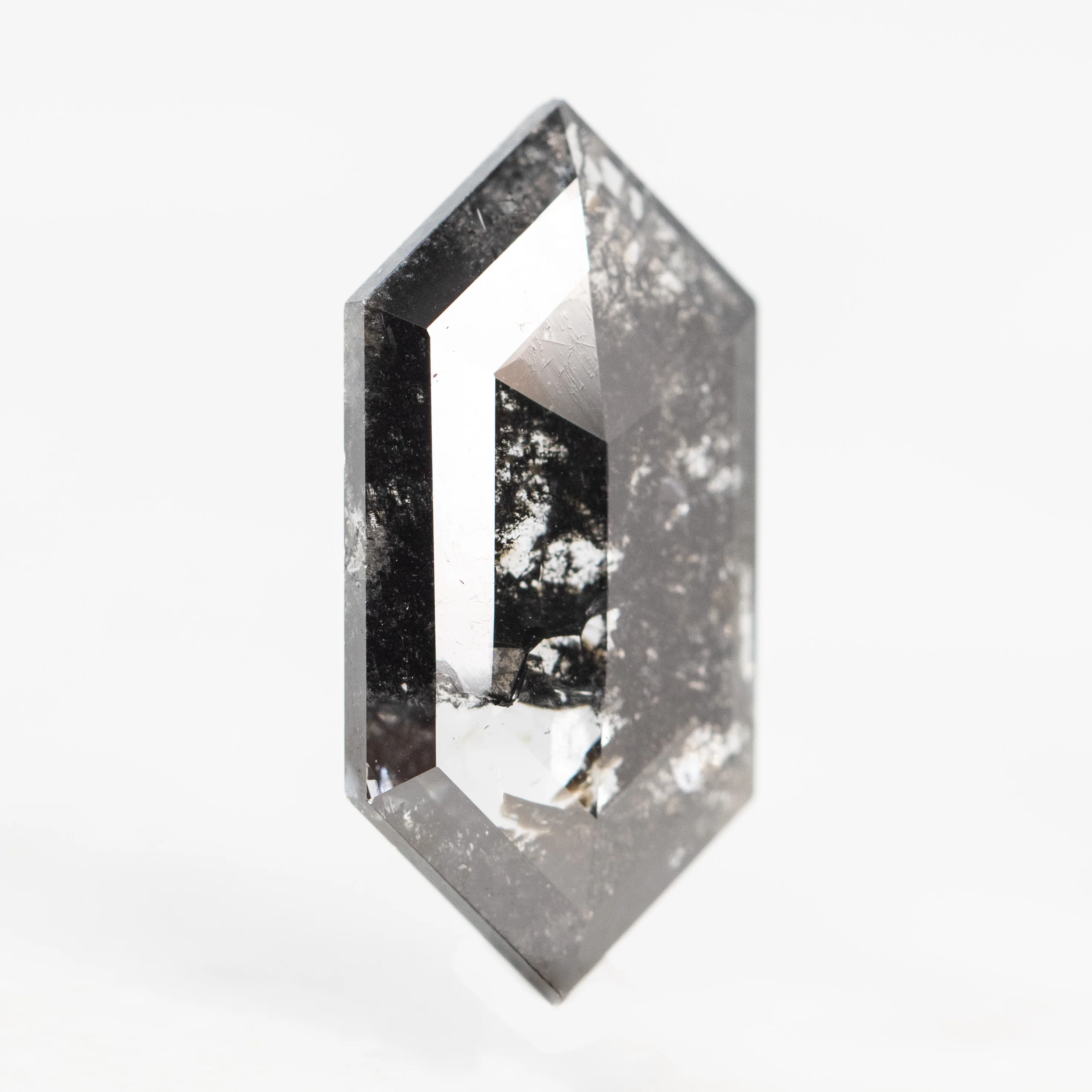 5.55 Carat Dark and Clear Hexagon Salt and Pepper Diamond for Custom Work - Inventory Code DCH555 - Image 4